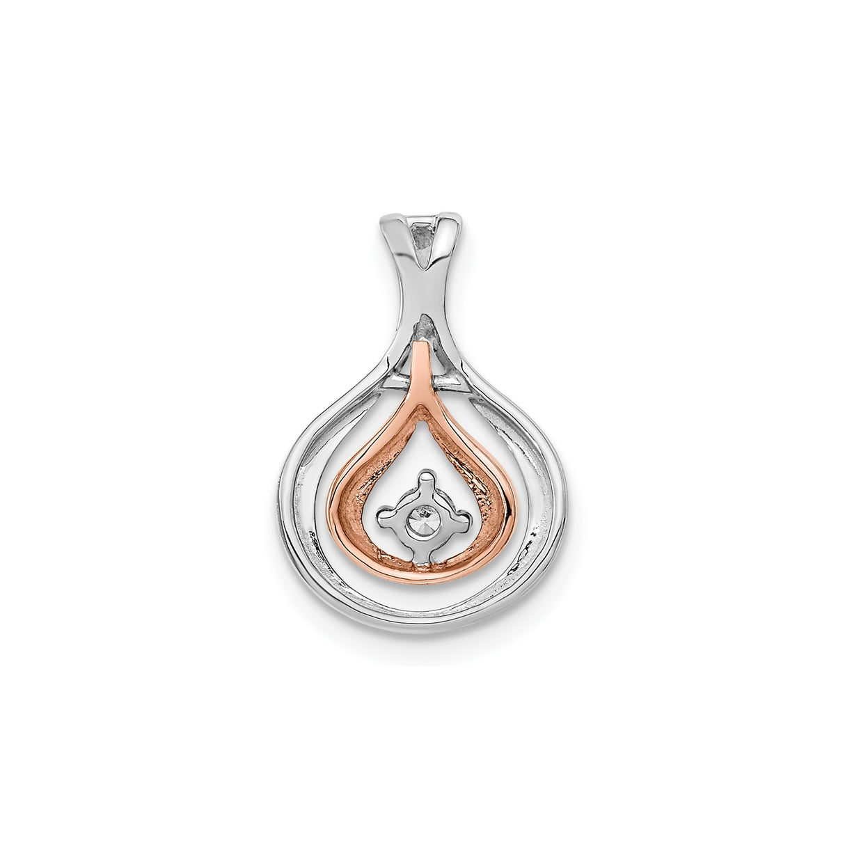 14k Two-Tone Gold Teardrop Pendant with Diamond Accent, Rose and White Gold Slide Design