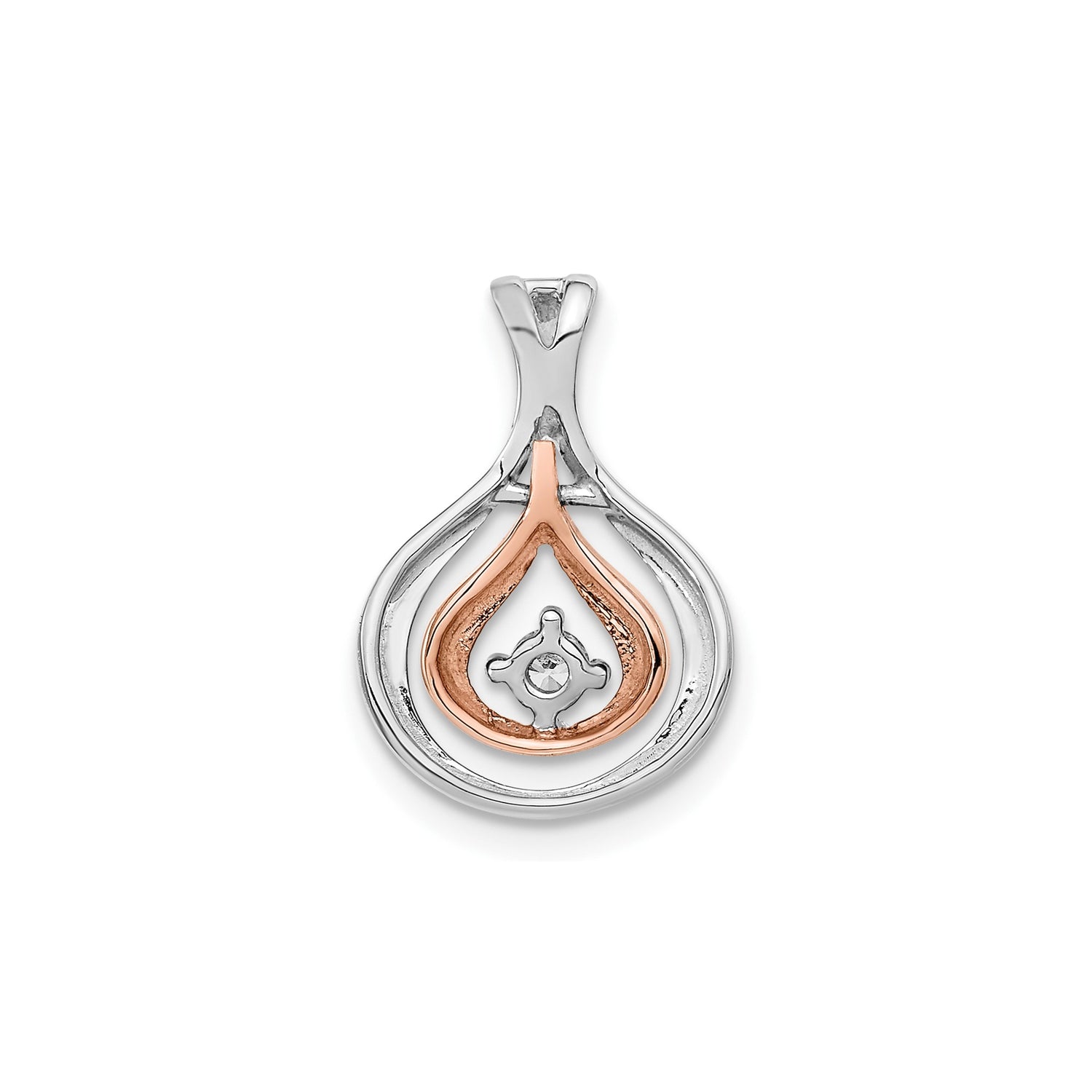 14k Two-Tone Gold Teardrop Pendant with Diamond Accent, Rose and White Gold Slide Design