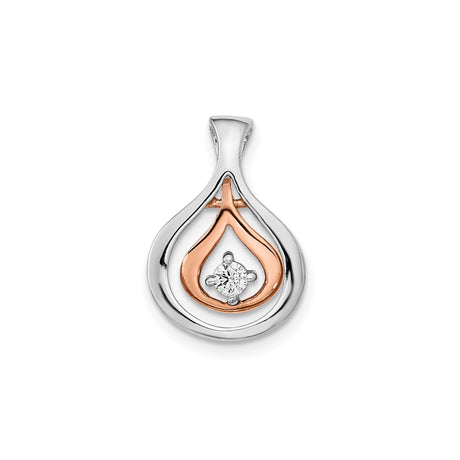 14k Two-Tone Gold Teardrop Pendant with Diamond Accent, Rose and White Gold Slide Design