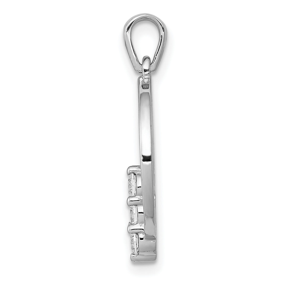 2.7mm Diamond Three Stone Circle Charm Pendant in Real 14k White Gold