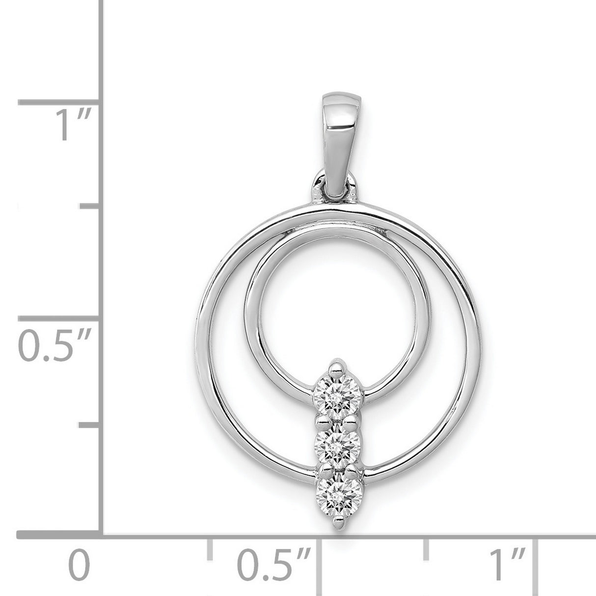 2.7mm Diamond Three Stone Circle Charm Pendant in Real 14k White Gold