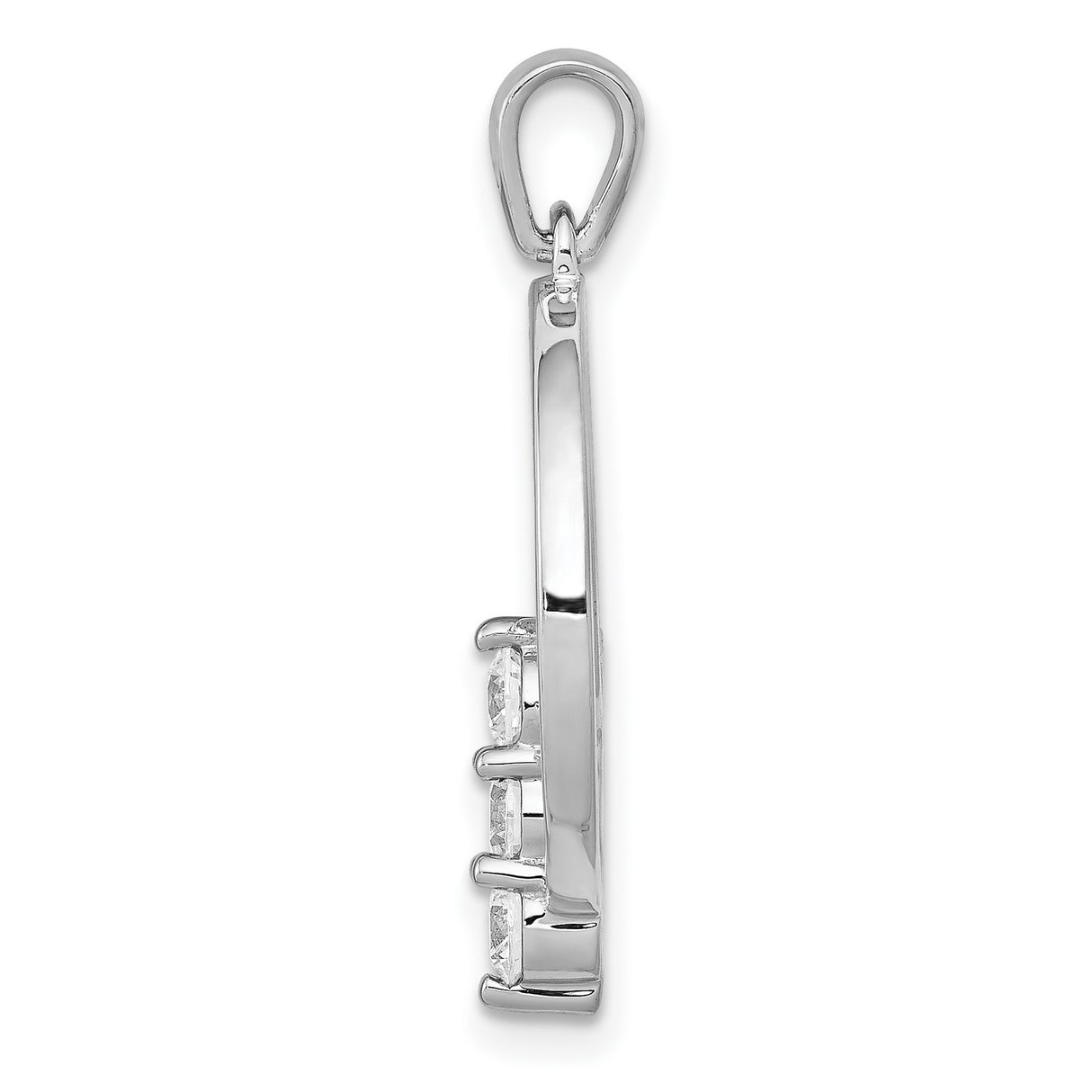 3.2mm Diamond Three Stone Circle Charm Pendant in Real 14k White Gold