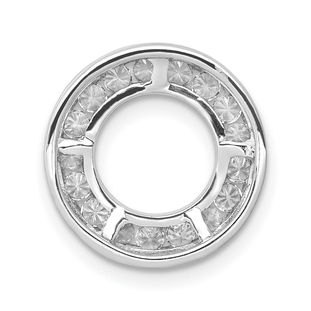 14k White Gold Diamond Circle Pendant, Open Eternity Charm, Modern Spiritual Jewelry for Women