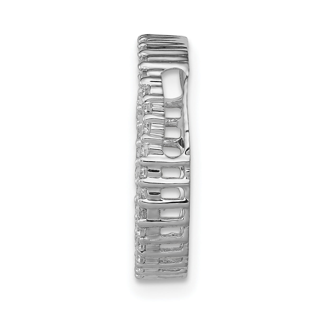 14k White Gold Eternity Band Ring with Round Cut Diamonds, Stackable Full Circle Design