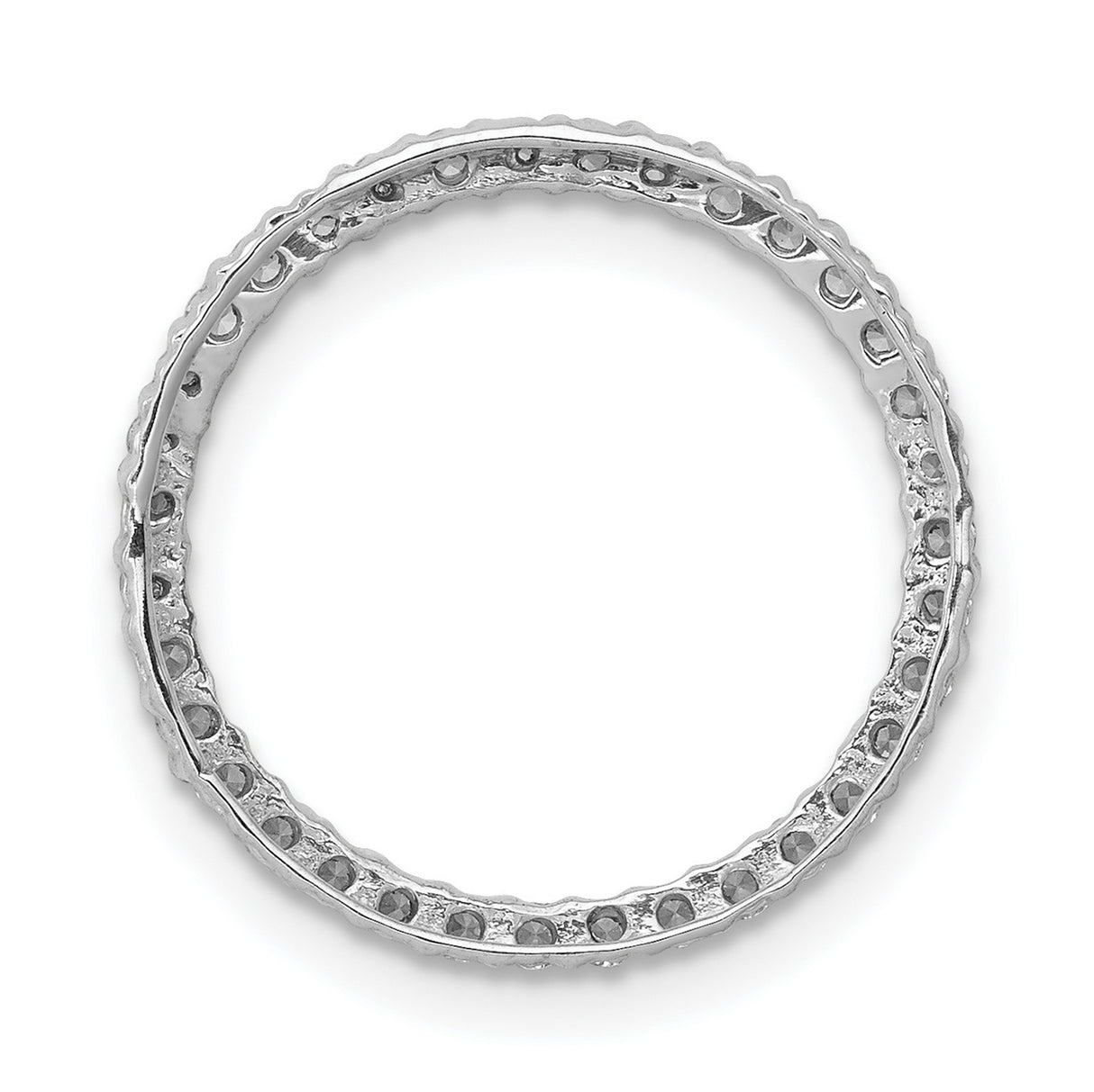 14k White Gold Eternity Band Ring with Round Cut Diamonds, Stackable Full Circle Design