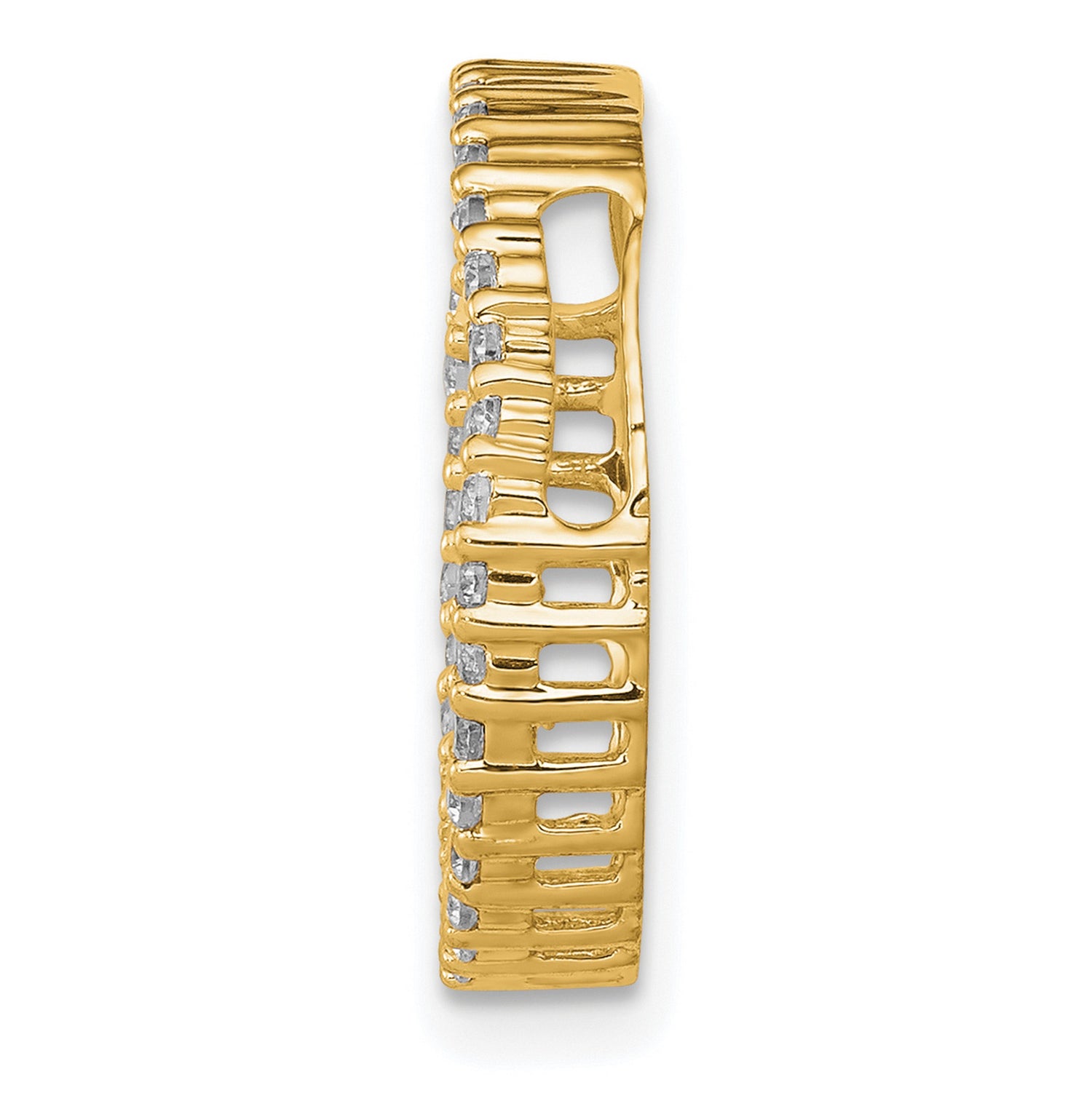 14k Yellow Gold Eternity Ring with Round Cut White Diamonds, Prong Set Wedding or Anniversary Band