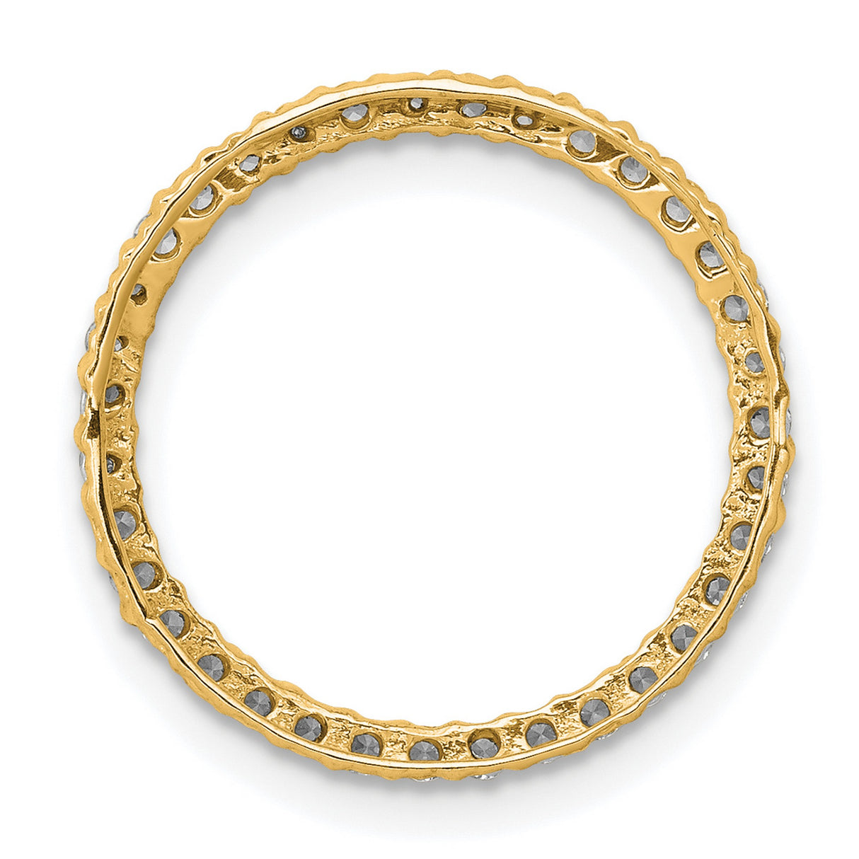 14k Yellow Gold Eternity Ring with Round Cut White Diamonds, Prong Set Wedding or Anniversary Band