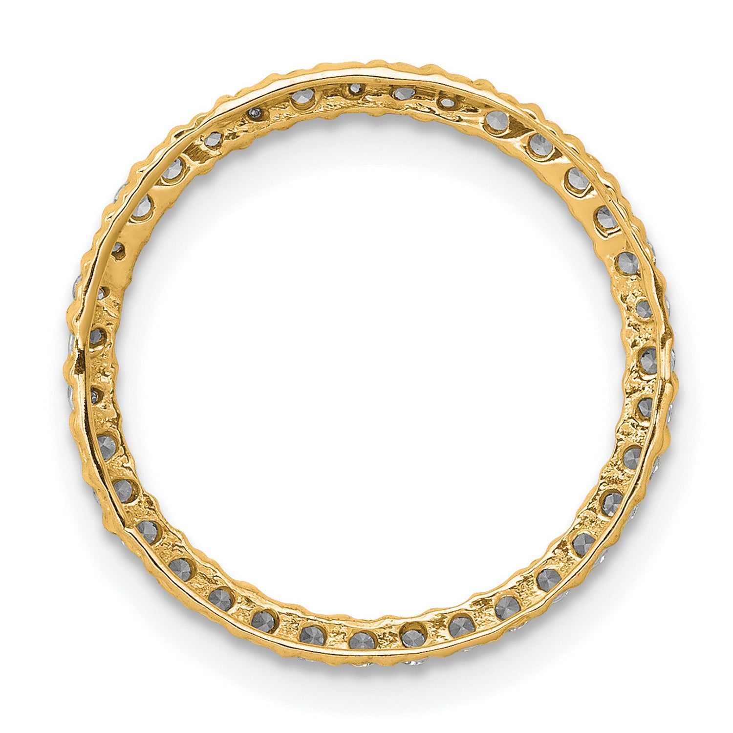 14k Yellow Gold Eternity Ring with Round Cut White Diamonds, Prong Set Wedding or Anniversary Band