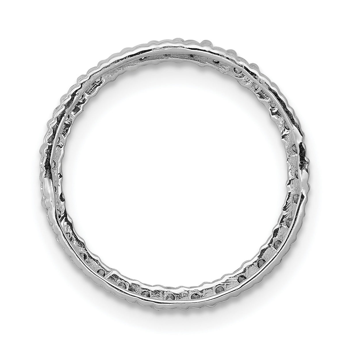 14k White Gold Eternity Ring with Prong Set Round Diamonds, Classic Wedding or Anniversary Band