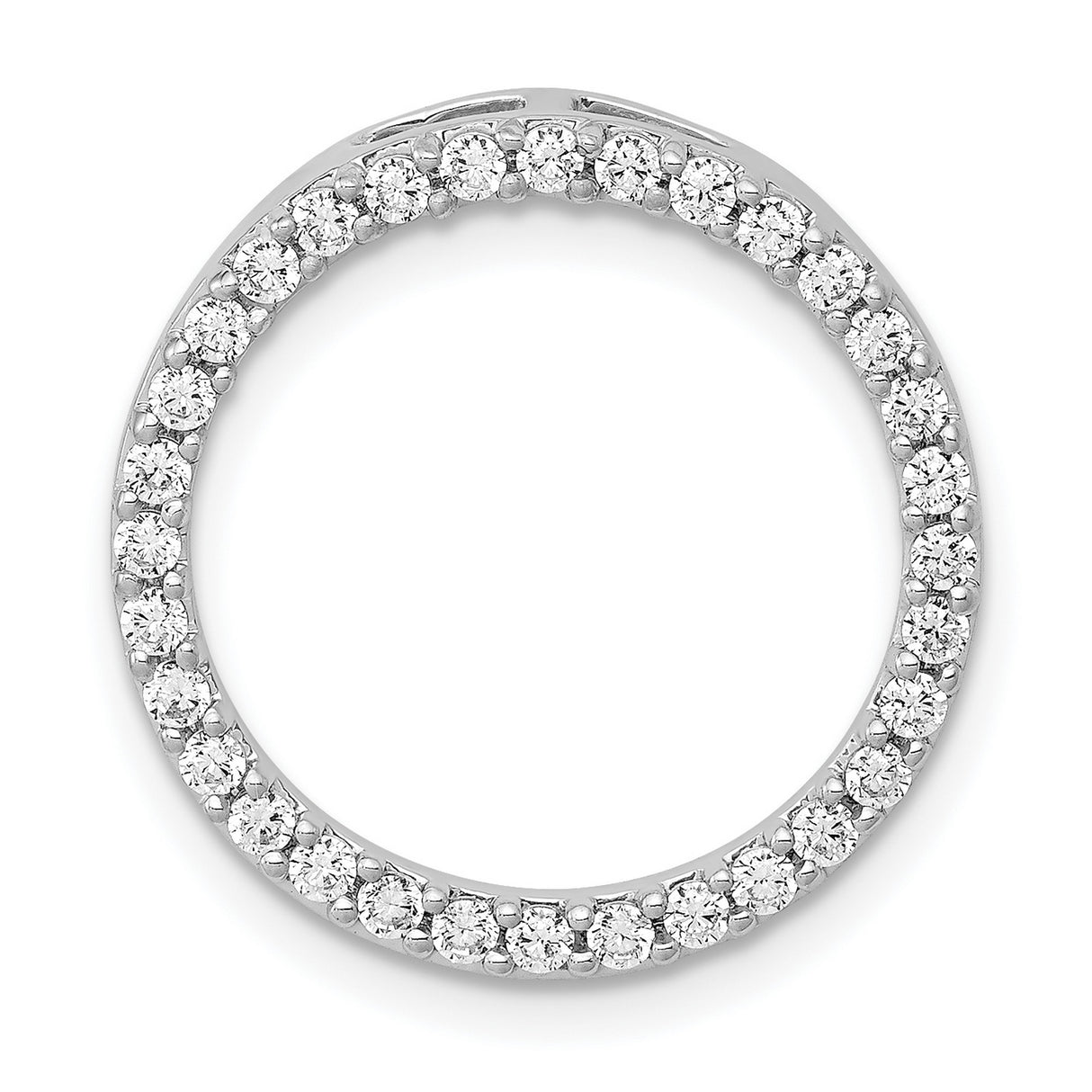14k White Gold Diamond Eternity Circle Pendant with Round-Cut Stones, Symbol of Unity and Love