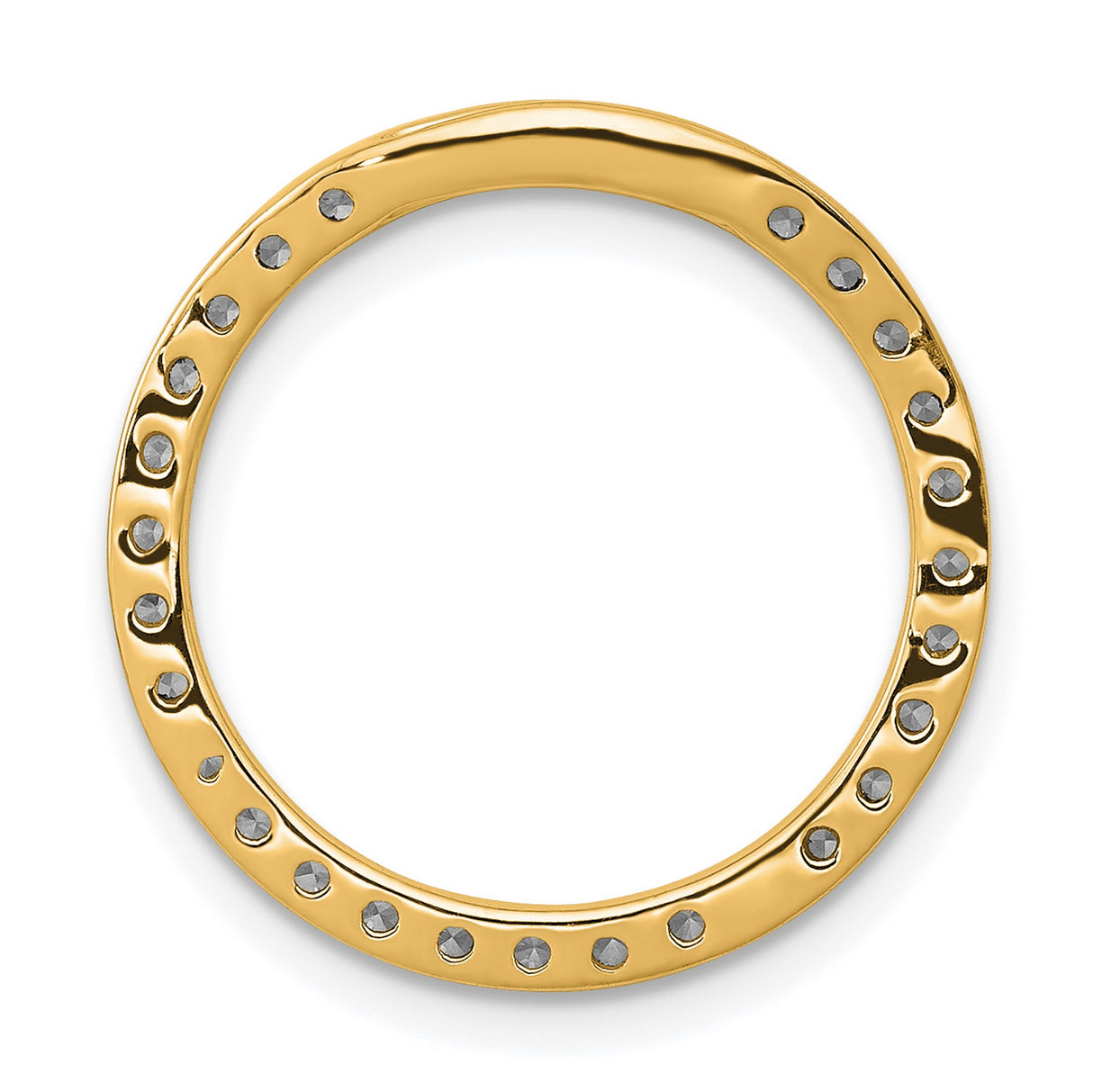 14k Yellow Gold Circle Pendant with Diamonds, Eternity Loop Design for Women