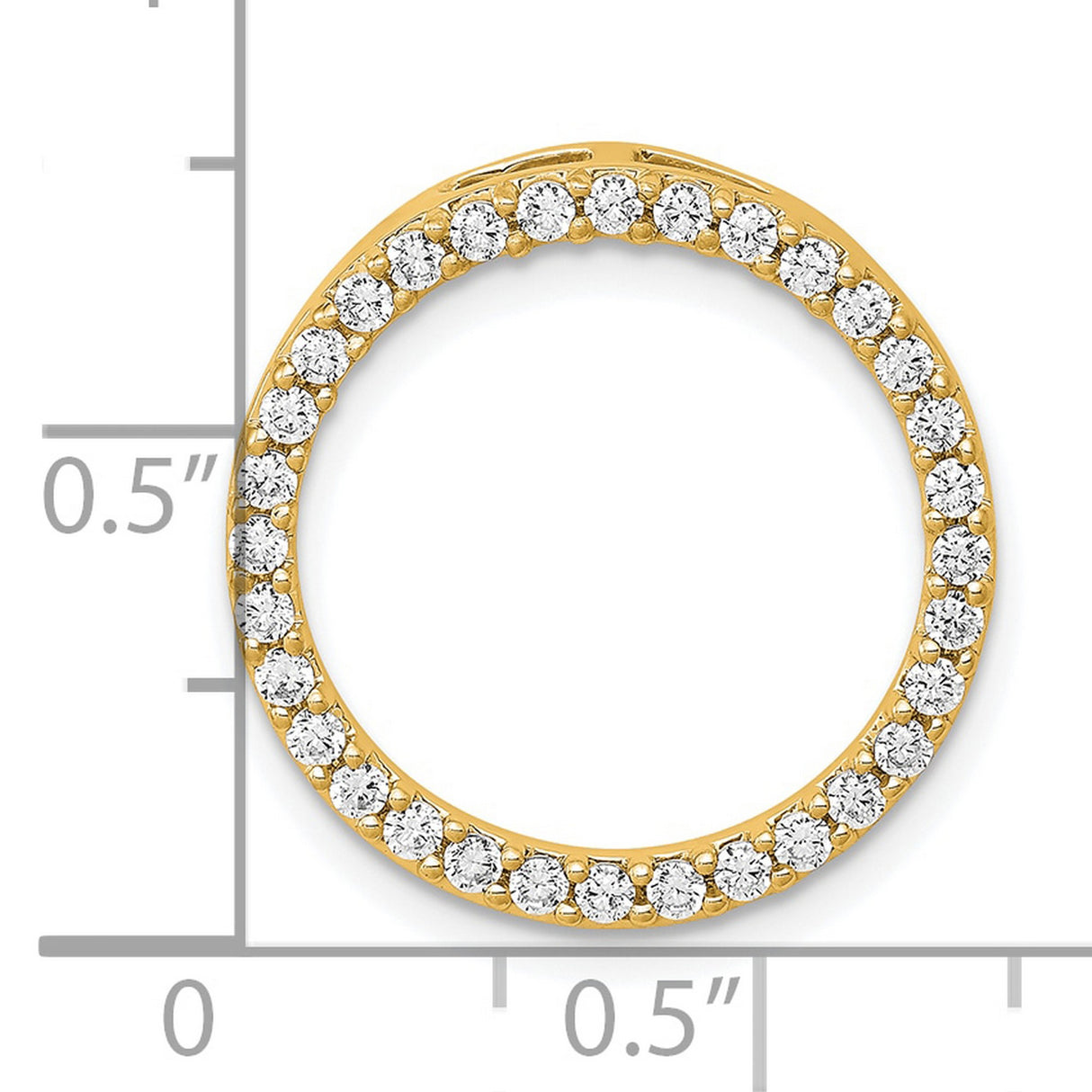14k Yellow Gold Circle Pendant with Diamonds, Eternity Loop Design for Women