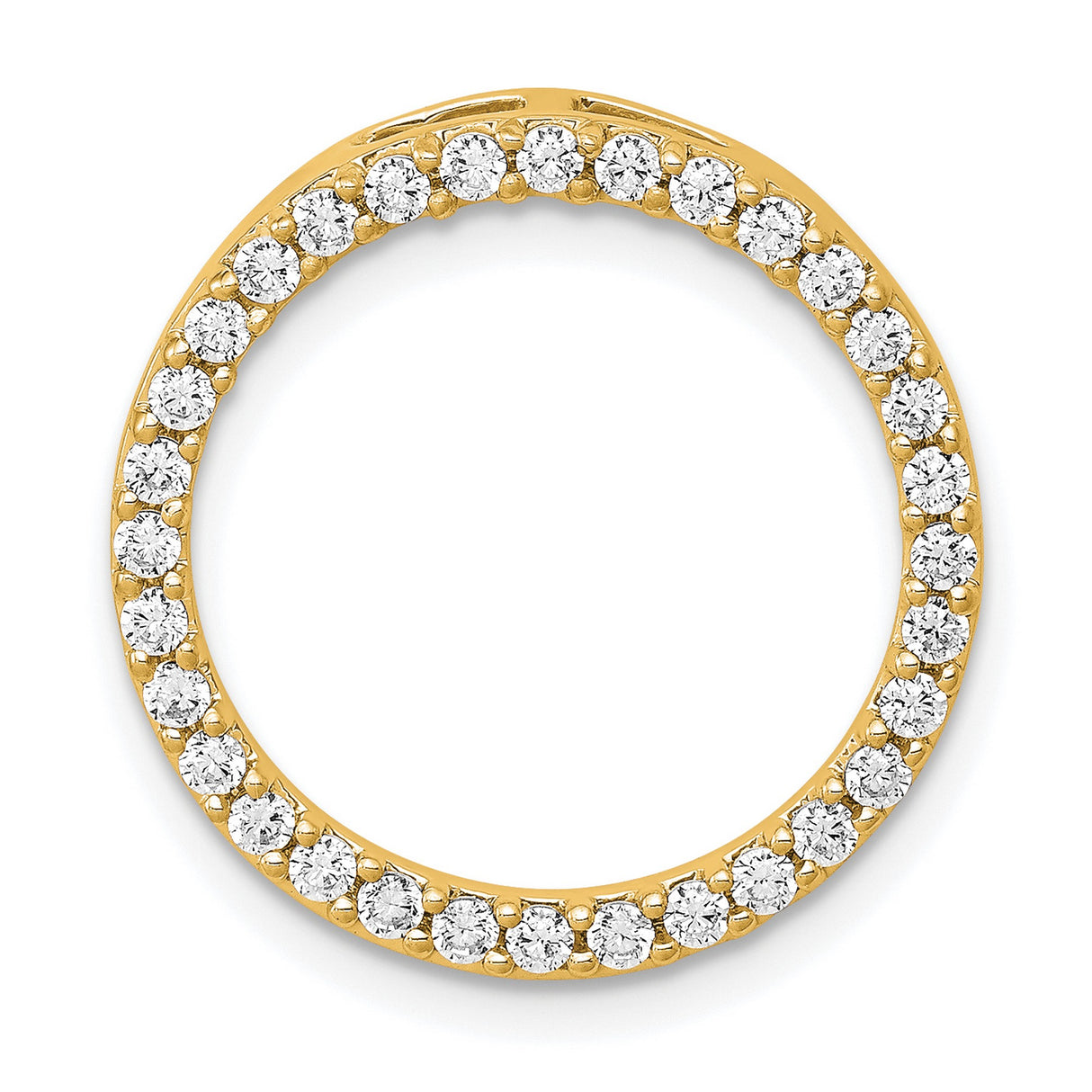 14k Yellow Gold Circle Pendant with Cubic Zirconia, Eternity Loop Design for Women