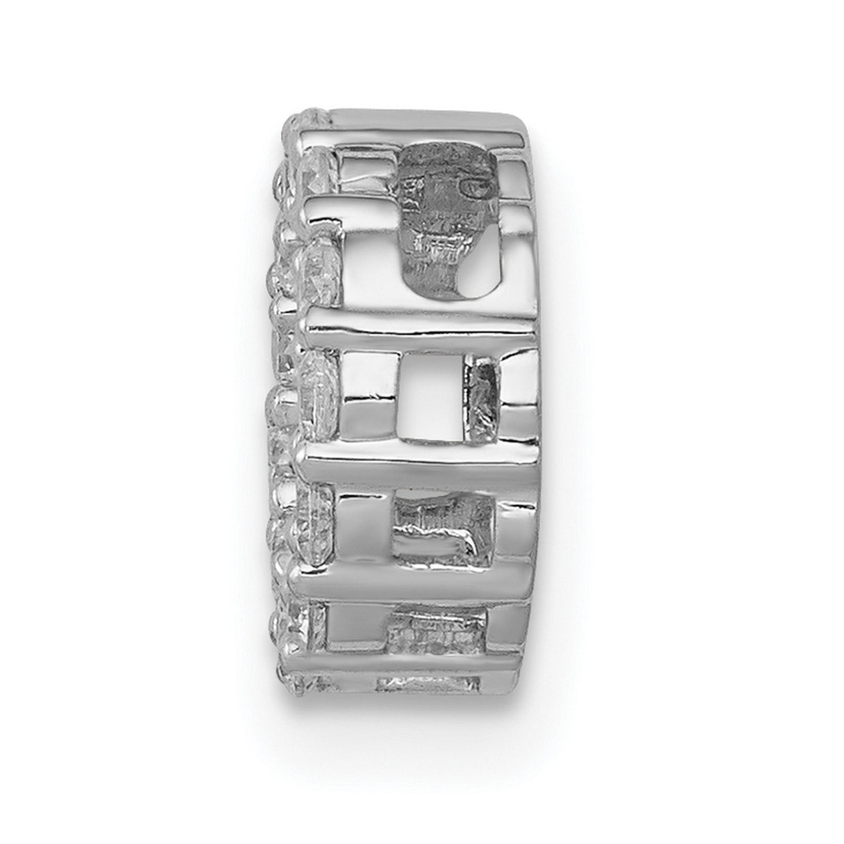 10k White Gold Circle Pendant with Round Cut Diamonds, Open Eternity Symbol