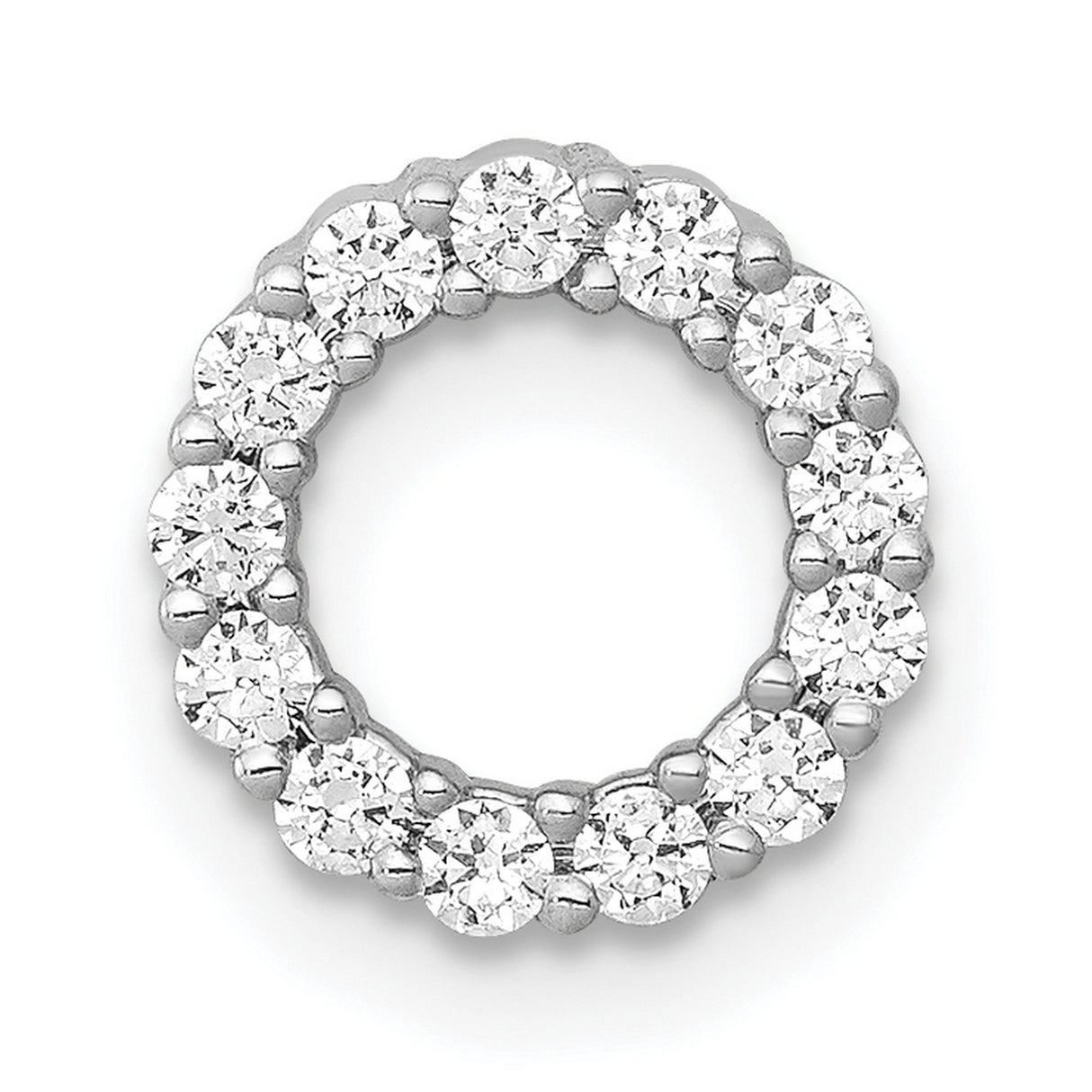 14k White Gold Diamond Circle Pendant with Open Round Design and Modern Minimalist Style