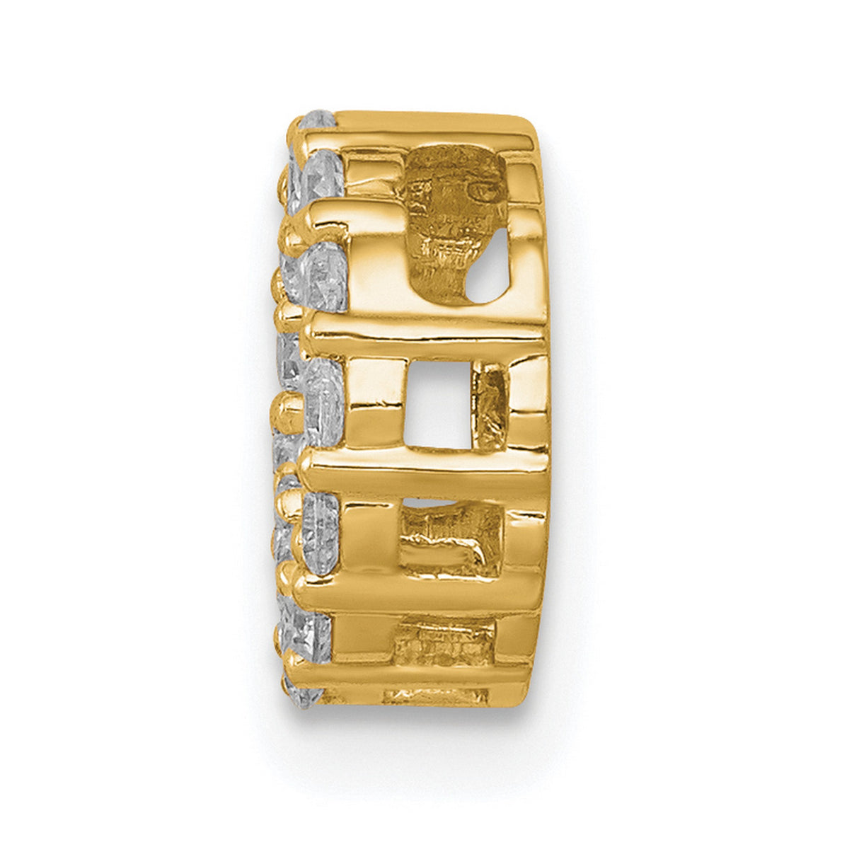 14k Yellow Gold Circle Pendant with Diamond, Open Loop Eternity Charm for Women