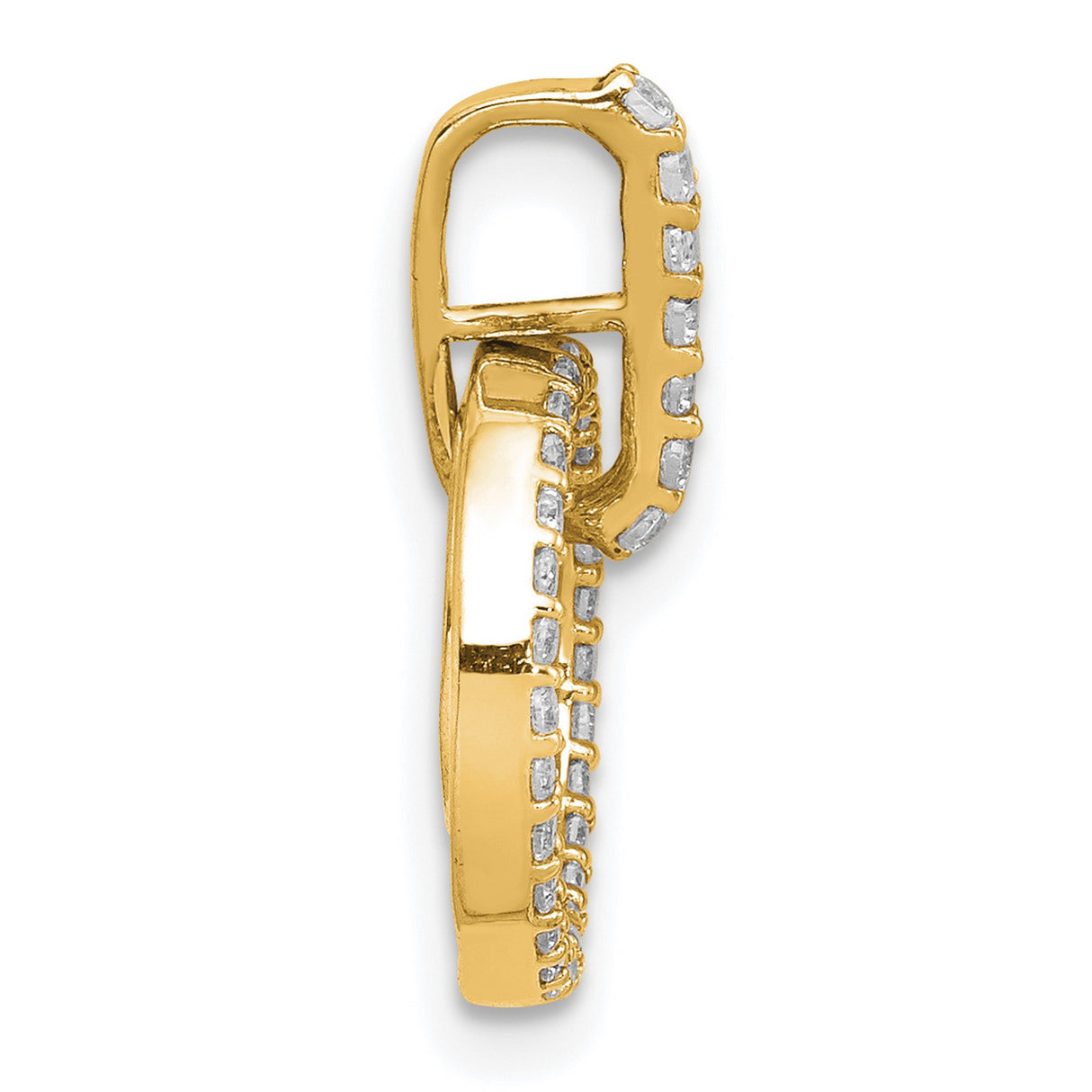 14k Yellow Gold Double Circle Pendant with Diamond Accents, Symbol of Eternal Love and Unity