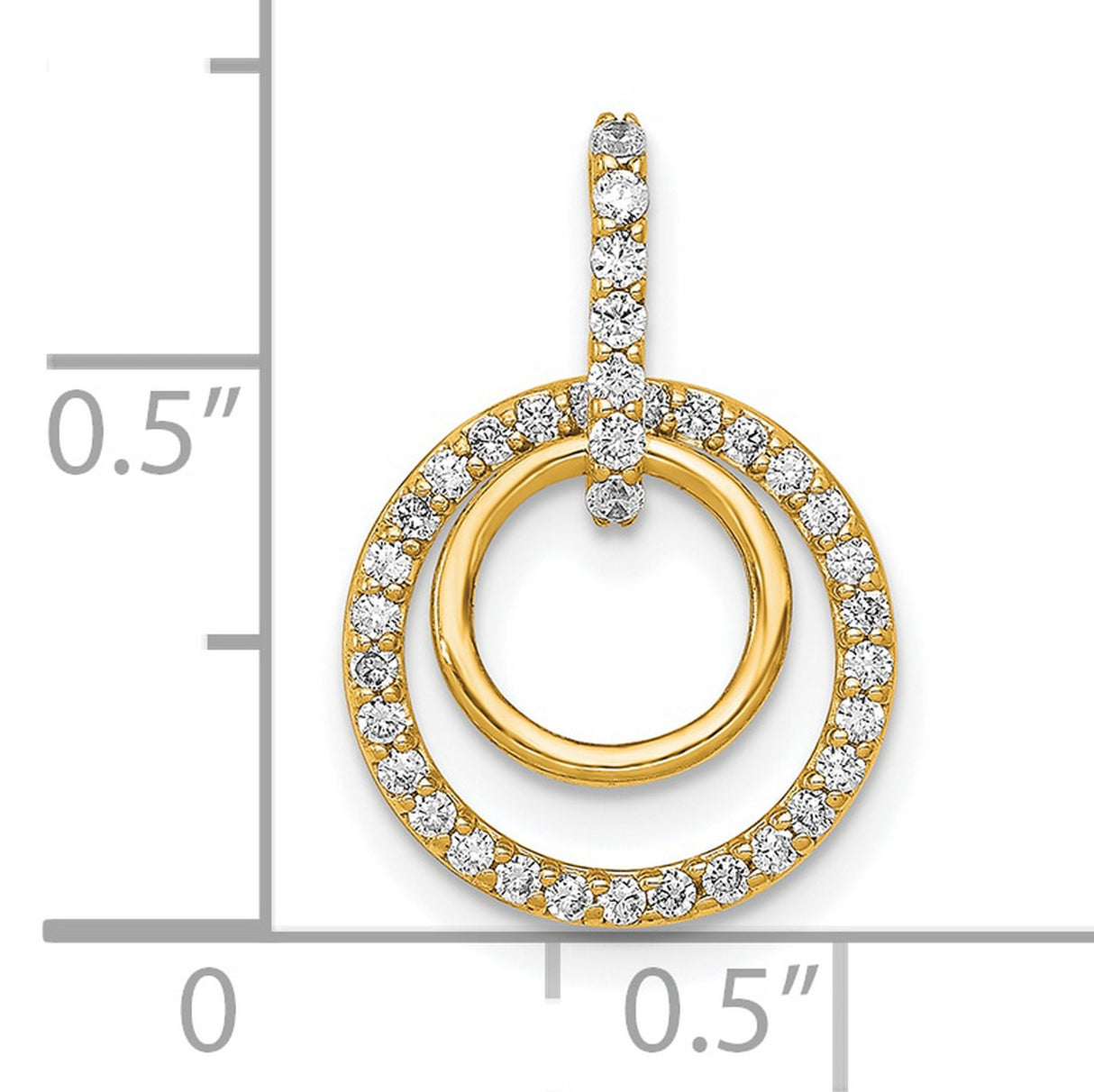 14k Yellow Gold Double Circle Pendant with Diamond Accents, Symbol of Eternal Love and Unity