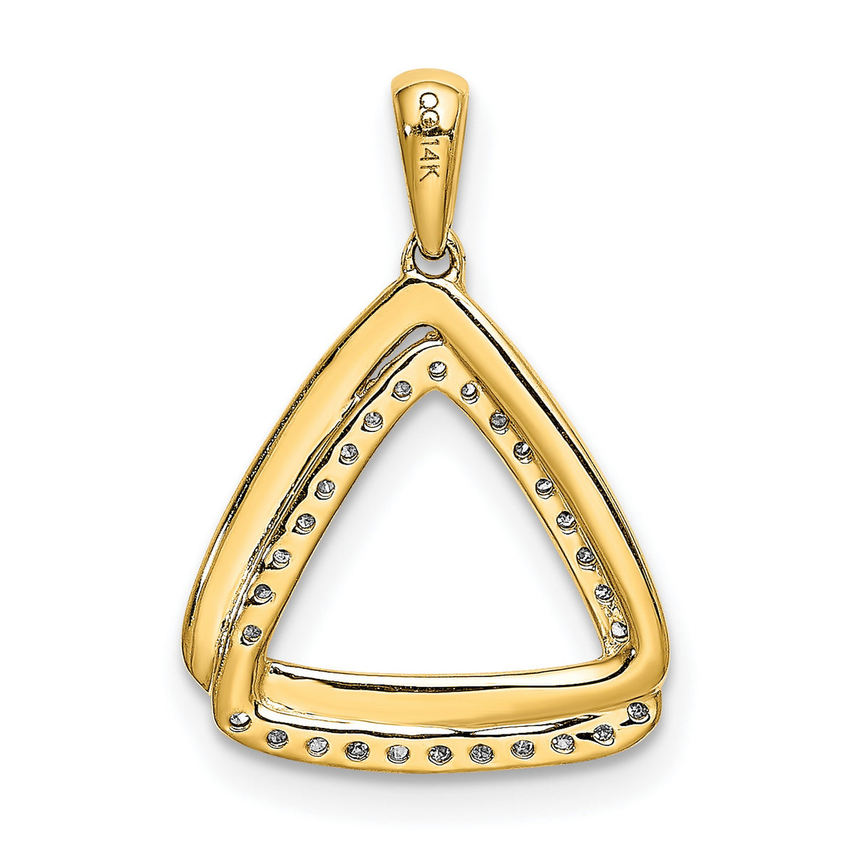 14k Yellow Gold Triangle Pendant with Diamond Accents, Open Geometric Design for Women