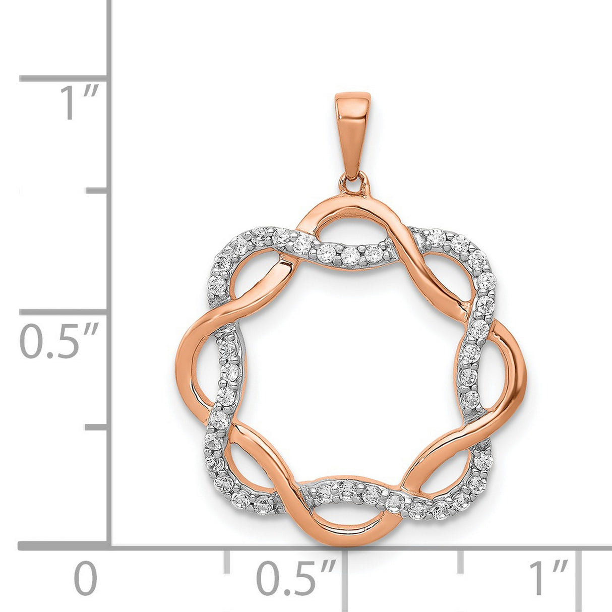 14k Rose Gold Infinity Loop Pendant with Pavé Set Diamonds, Symbol of Eternal Love