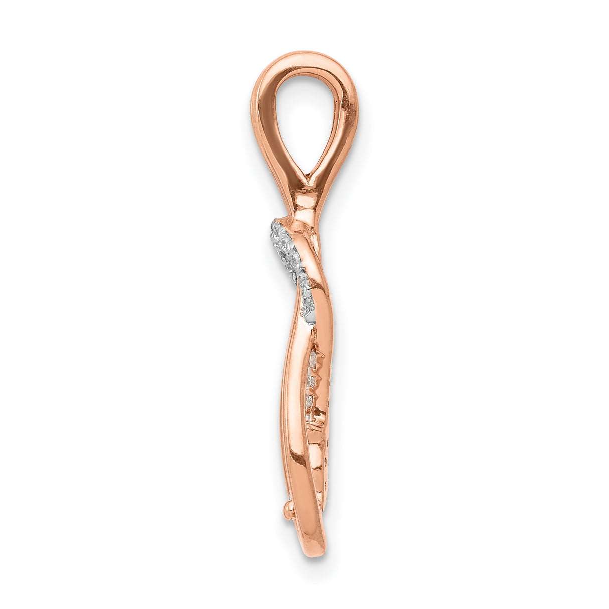 1/6ct Diamond Square Knot Slide Chain Slide Charm Pendant in Real 14k Rose Gold
