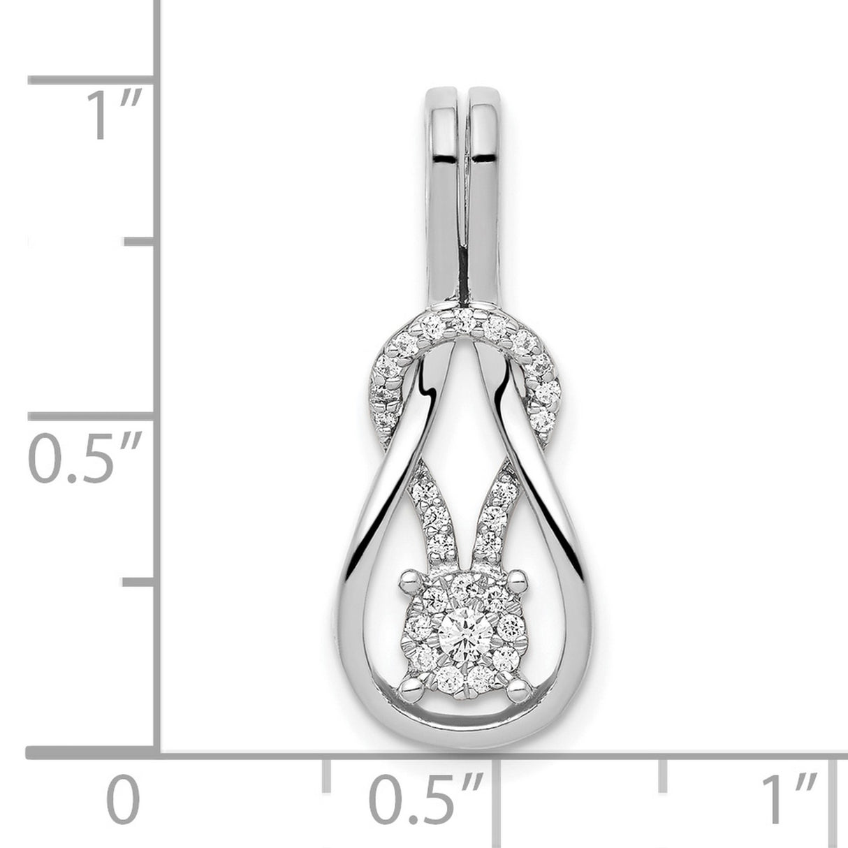 14k White Gold Diamond Bunny Head Pendant with Pavé Ears, Whimsical Animal Charm for Women