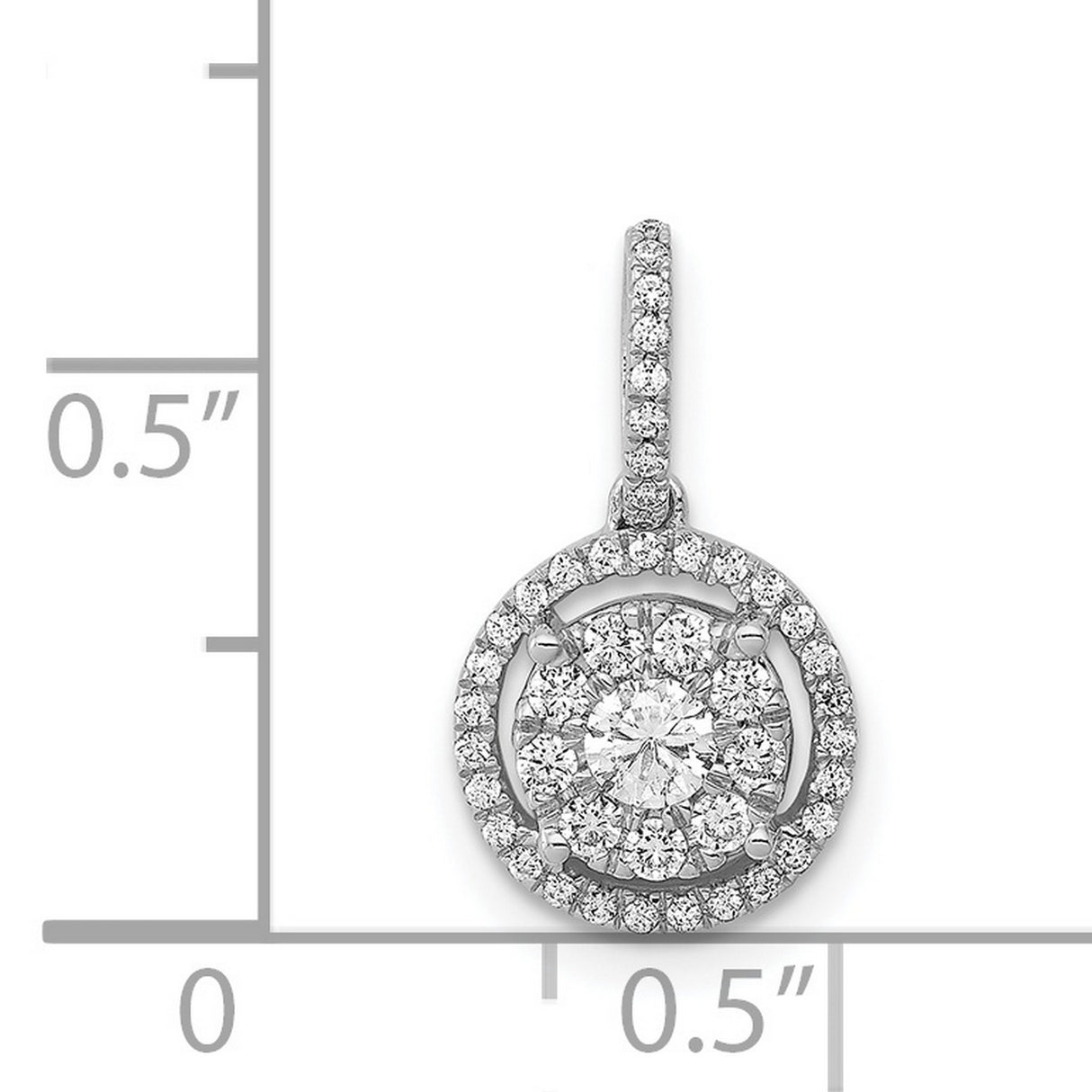 14k White Gold Diamond Pendant with Halo and Round Cluster Setting for Women