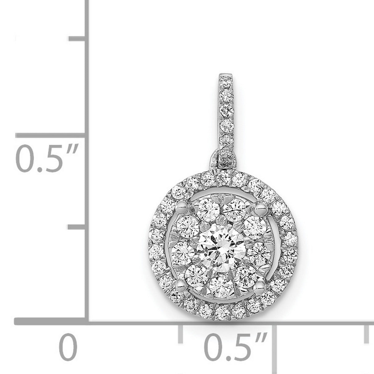 14k White Gold Diamond Pendant with Round Halo Cluster Floral Design for Women