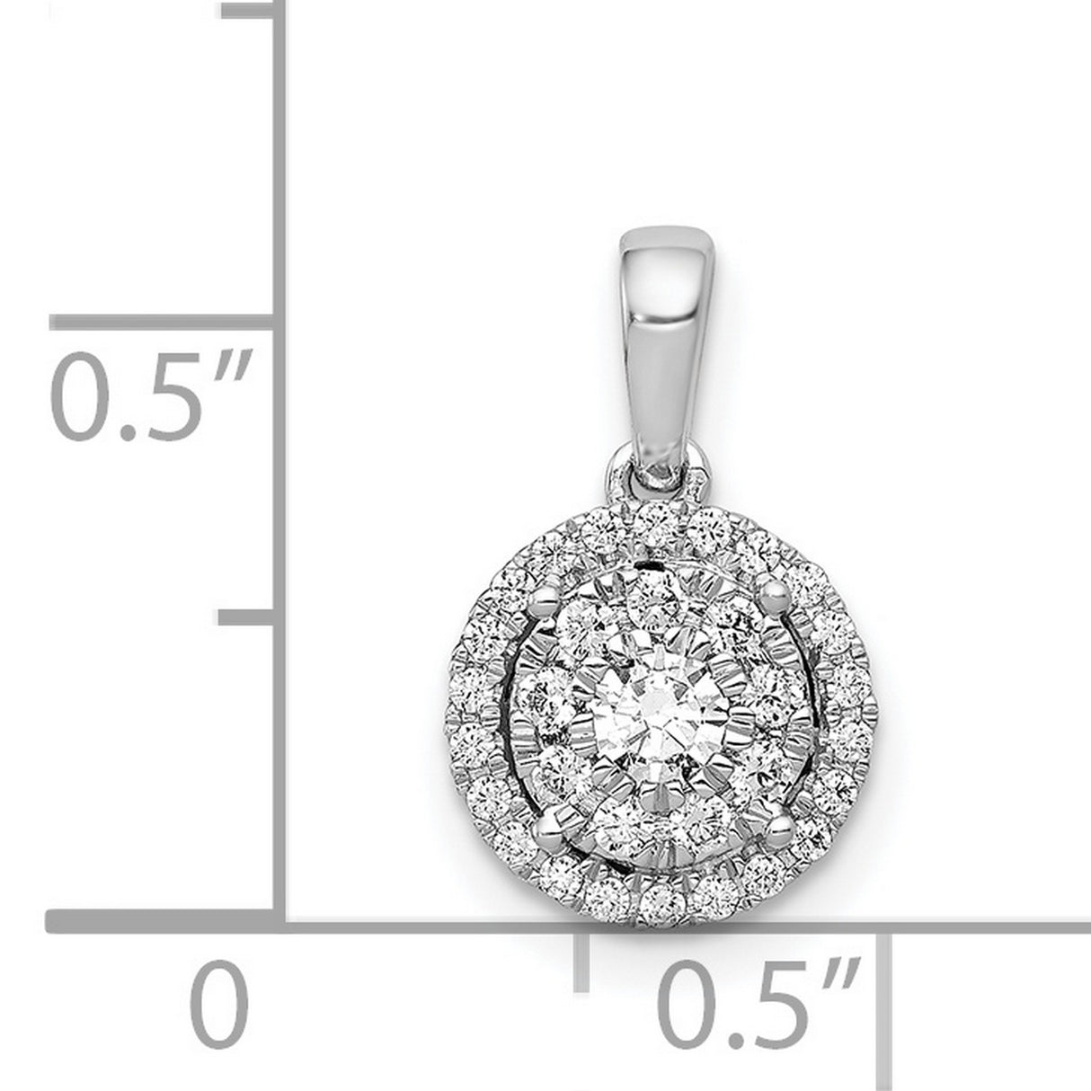 14k White Gold Diamond Halo Pendant with Round Cluster Design
