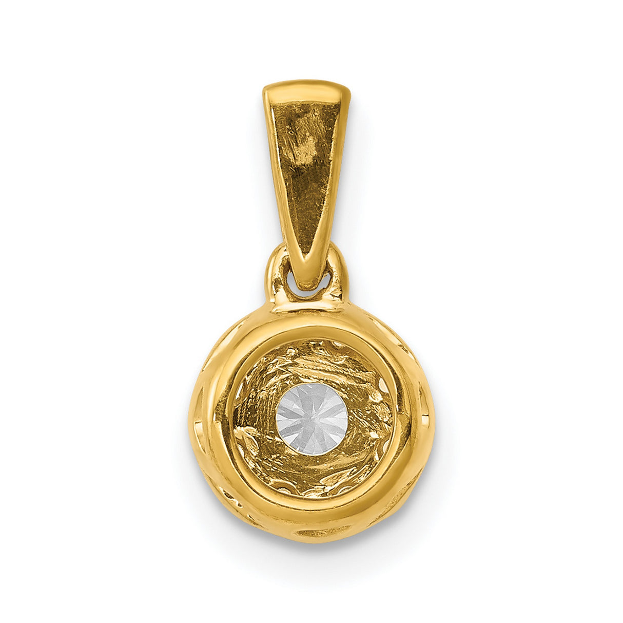 14k Yellow Gold Diamond Cluster Pendant, Round Floral Design for Women