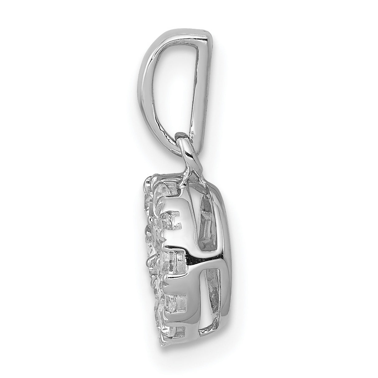 14k White Gold Floral Cluster Diamond Pendant, Prong-Set Round Diamonds, Classic Style for Women