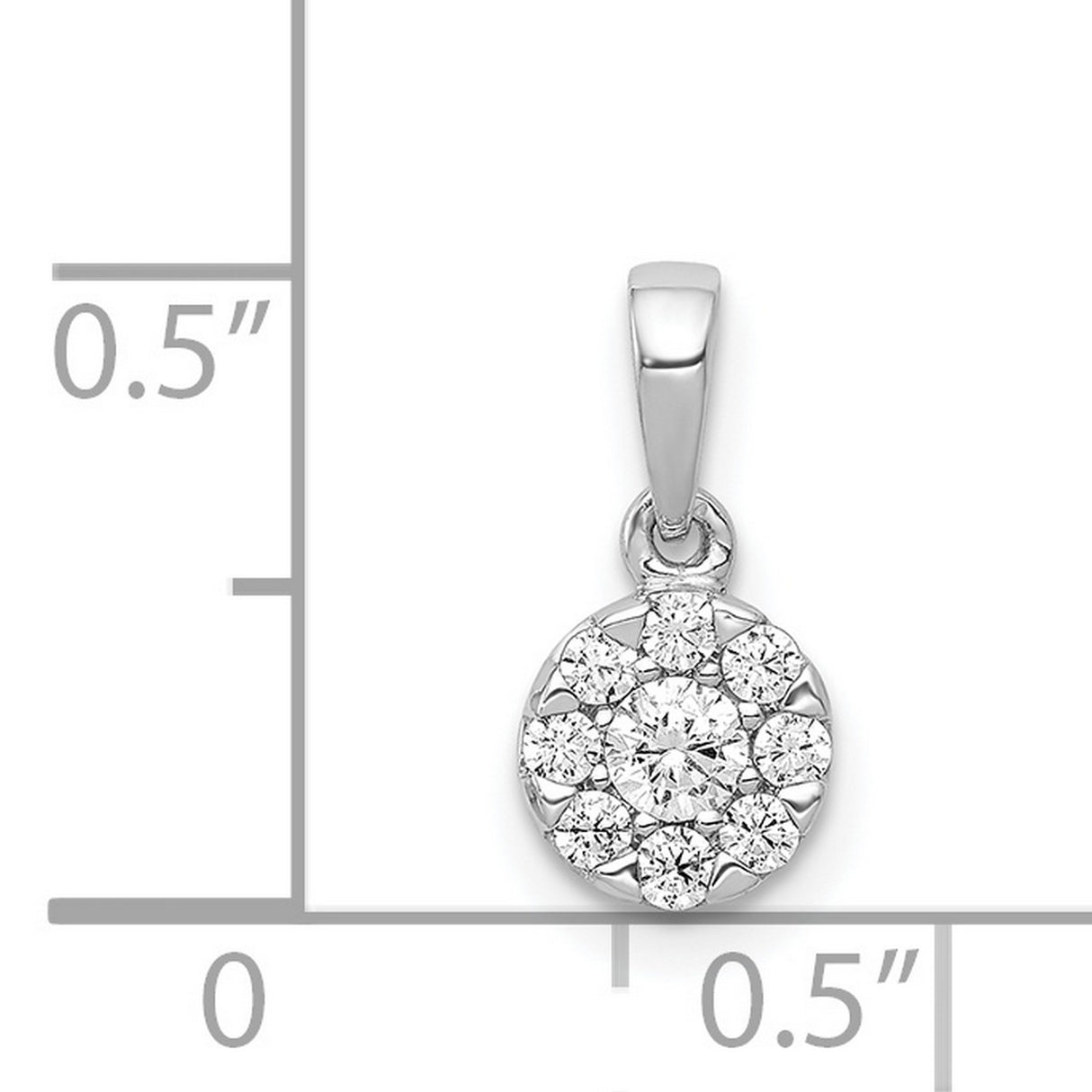 14k White Gold Diamond Cluster Pendant with Round Floral Design for Women