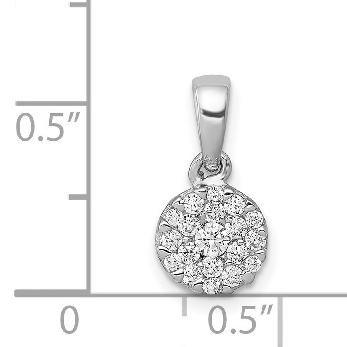14k White Gold Diamond Pendant, Cluster Floral Design, Dainty Circle Charm for Women