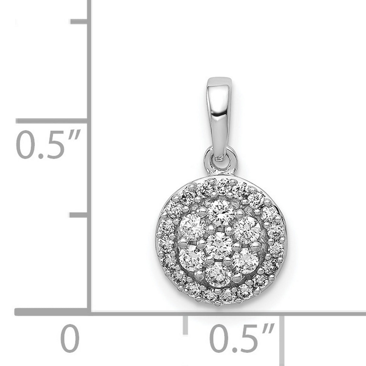 14k White Gold Diamond Halo Pendant with Cluster Design for Women
