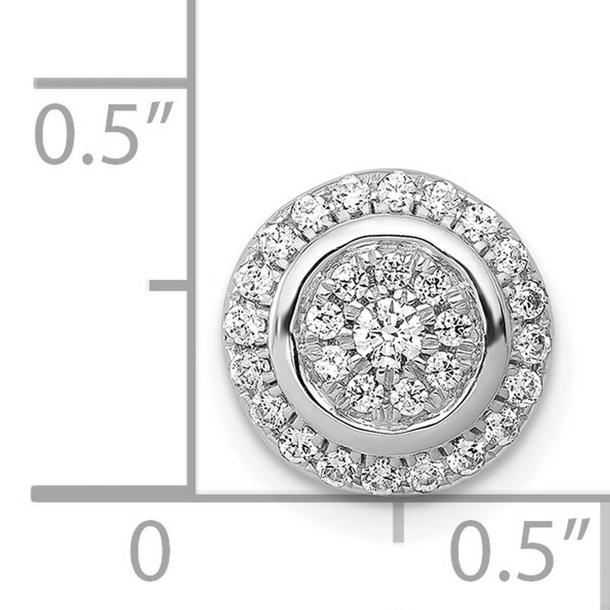 14k White Gold Diamond Stud Earrings, Round Cluster Halo Design for Women