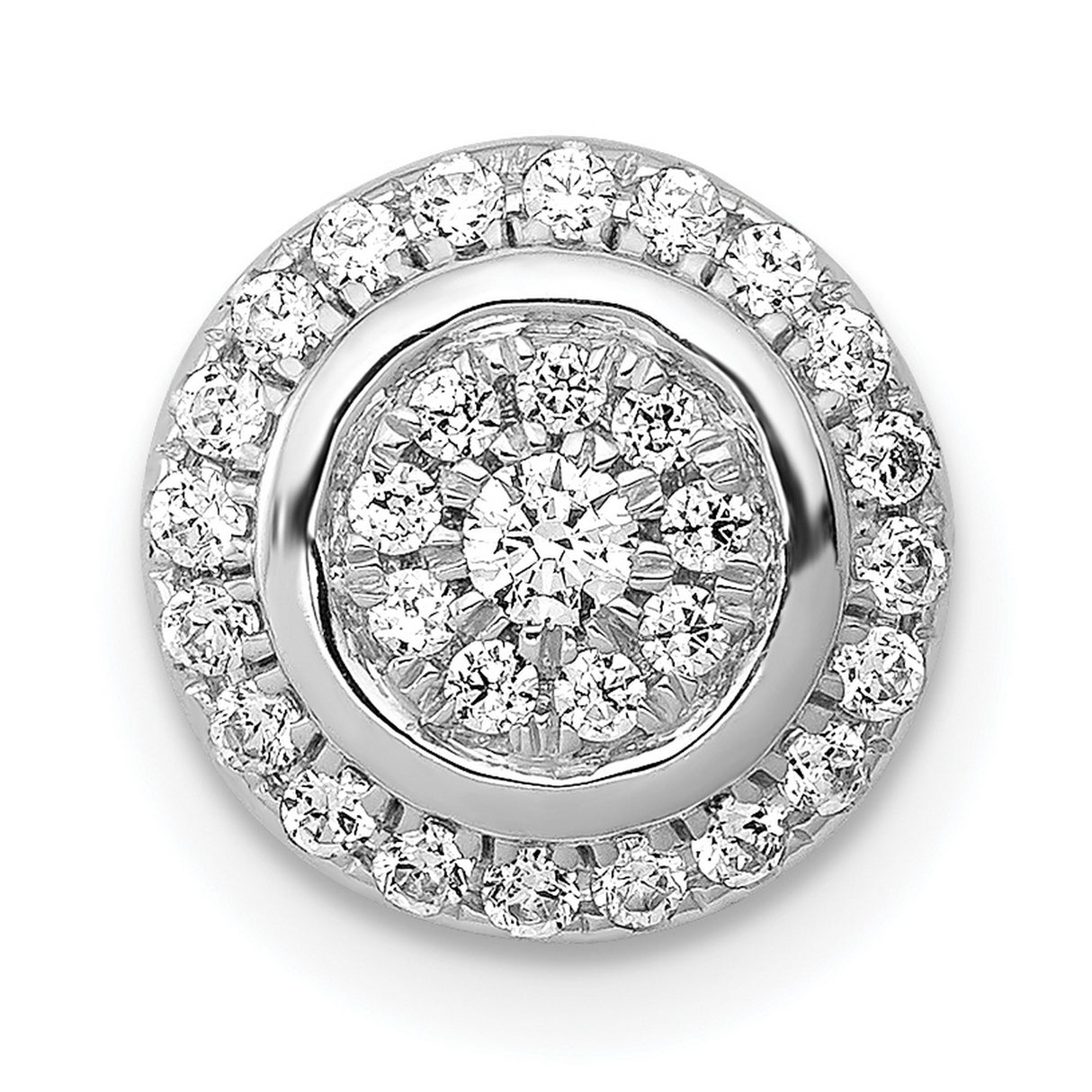 14k White Gold Diamond Stud Earrings, Round Cluster Halo Design for Women