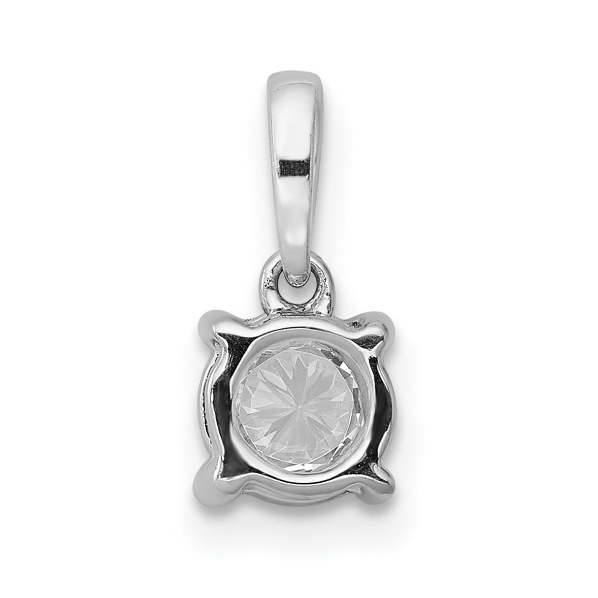 14k White Gold Diamond Solitaire Pendant, Round Cut in Four Prong Setting