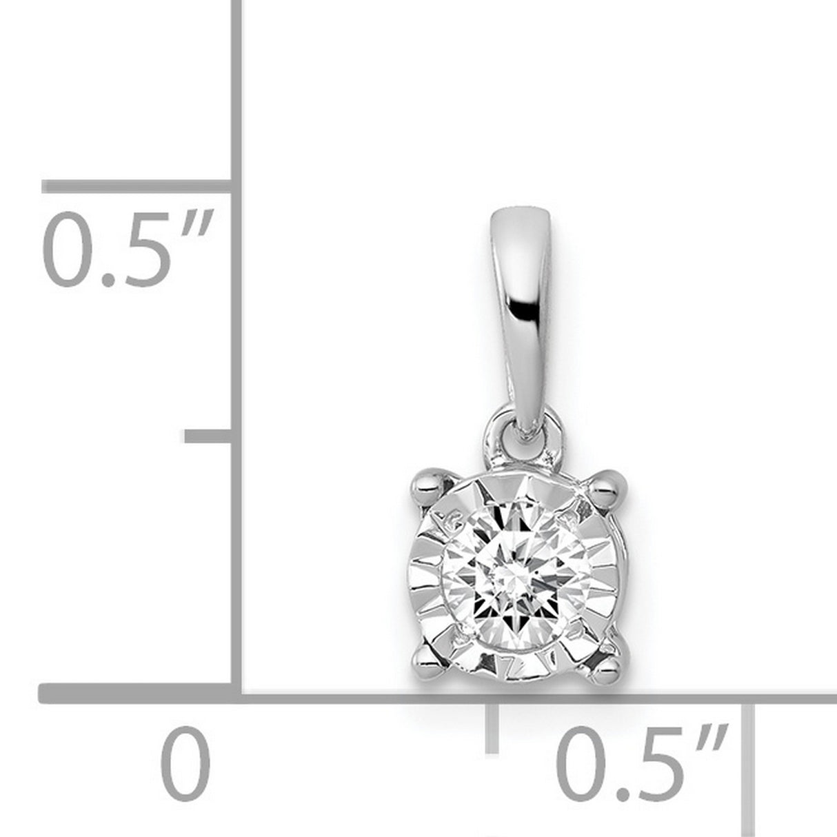 14k White Gold Diamond Solitaire Pendant, Round Cut in Four Prong Setting