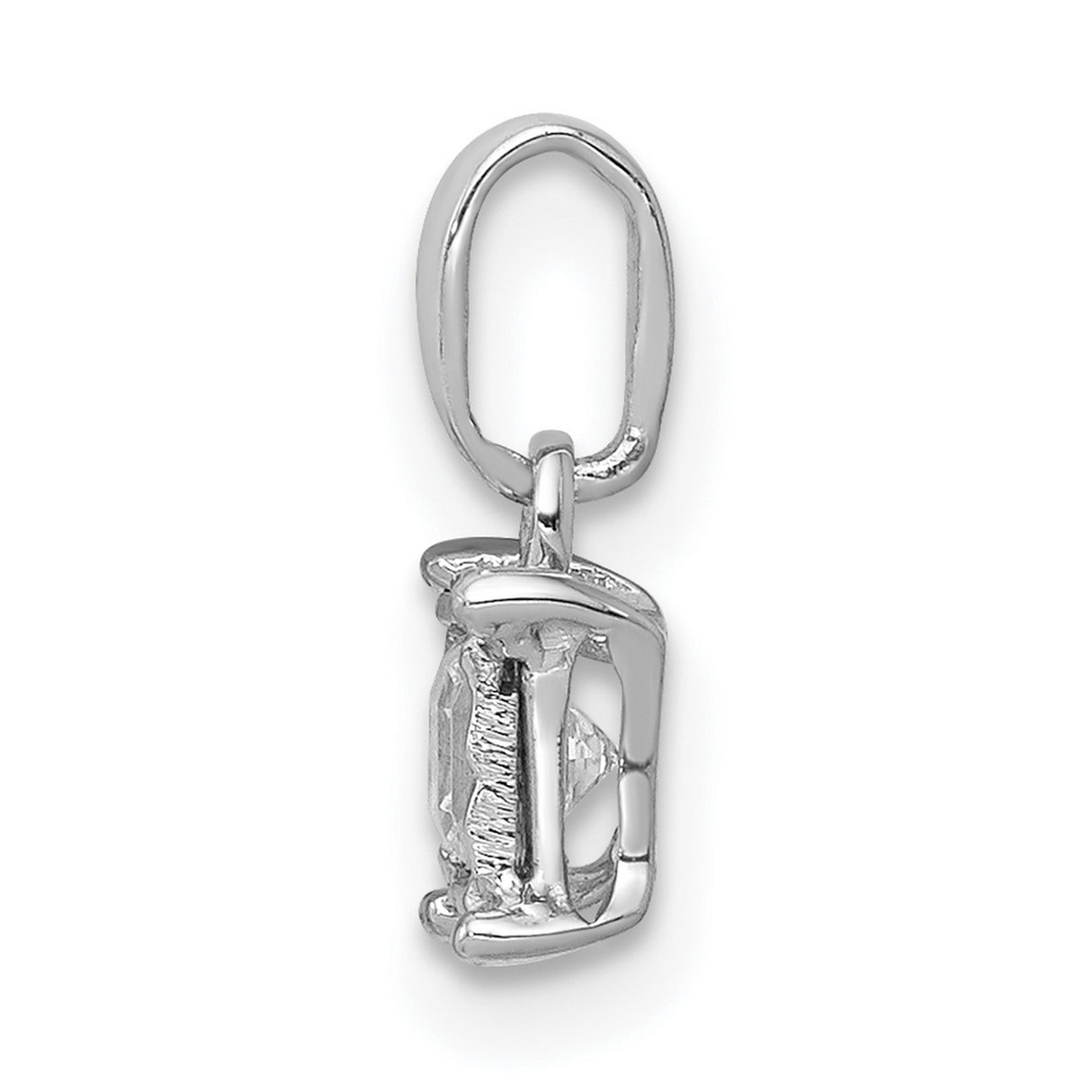 14k White Gold Solitaire Pendant with Princess Cut Diamonds, Minimalist Square Charm