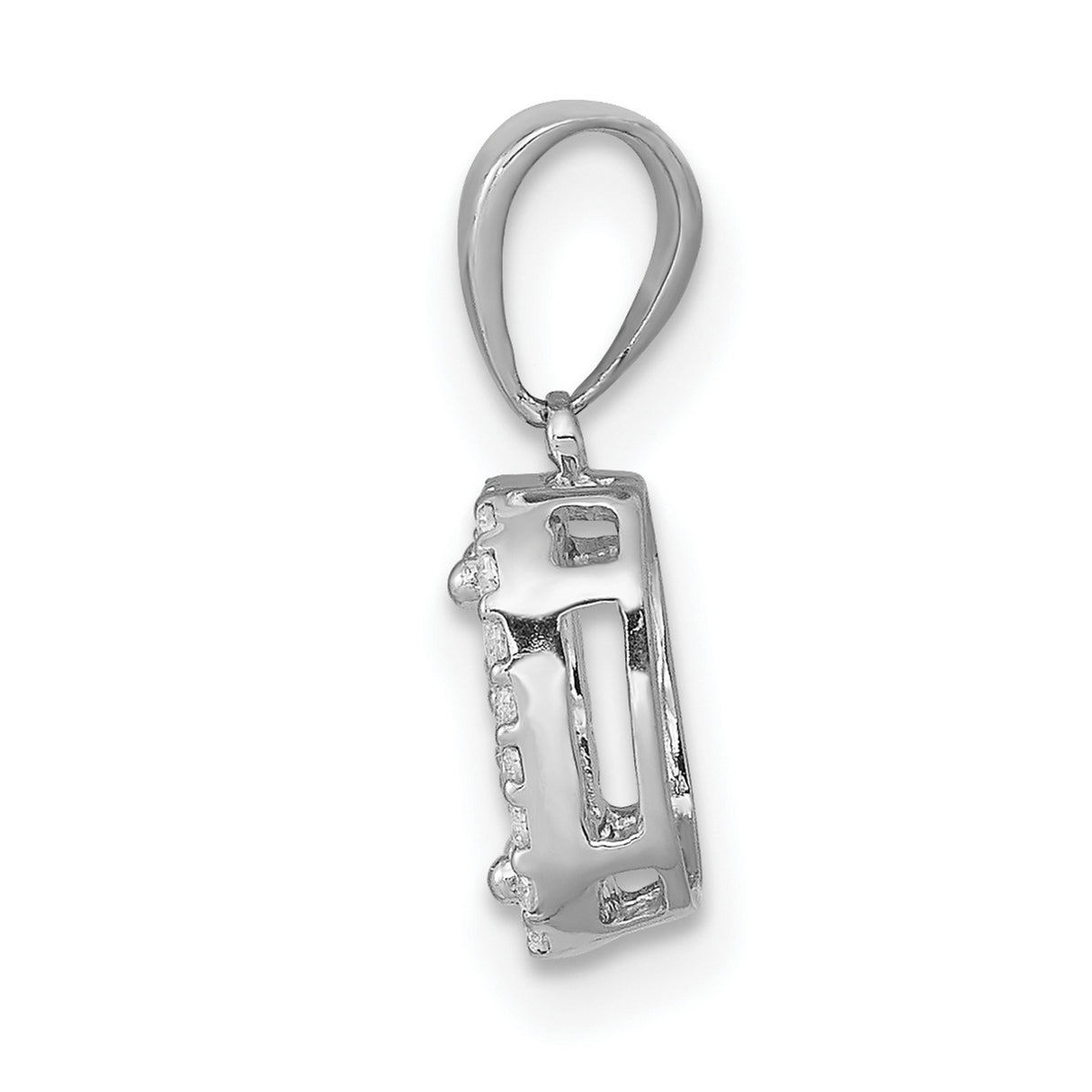 10k White Gold Diamond Pendant with Square Double Halo Design for Women