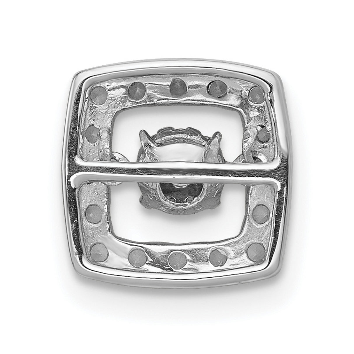 3/8ct Vibrant Moving Diamond Square Chain Slide Charm Pendant in Real 14k White Gold