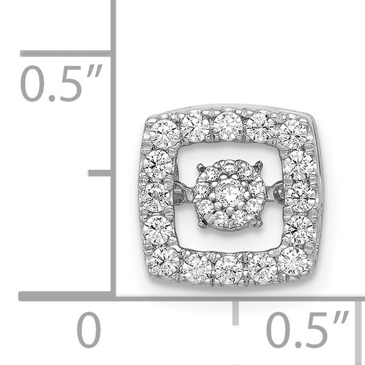 3/8ct Vibrant Moving Diamond Square Chain Slide Charm Pendant in Real 14k White Gold