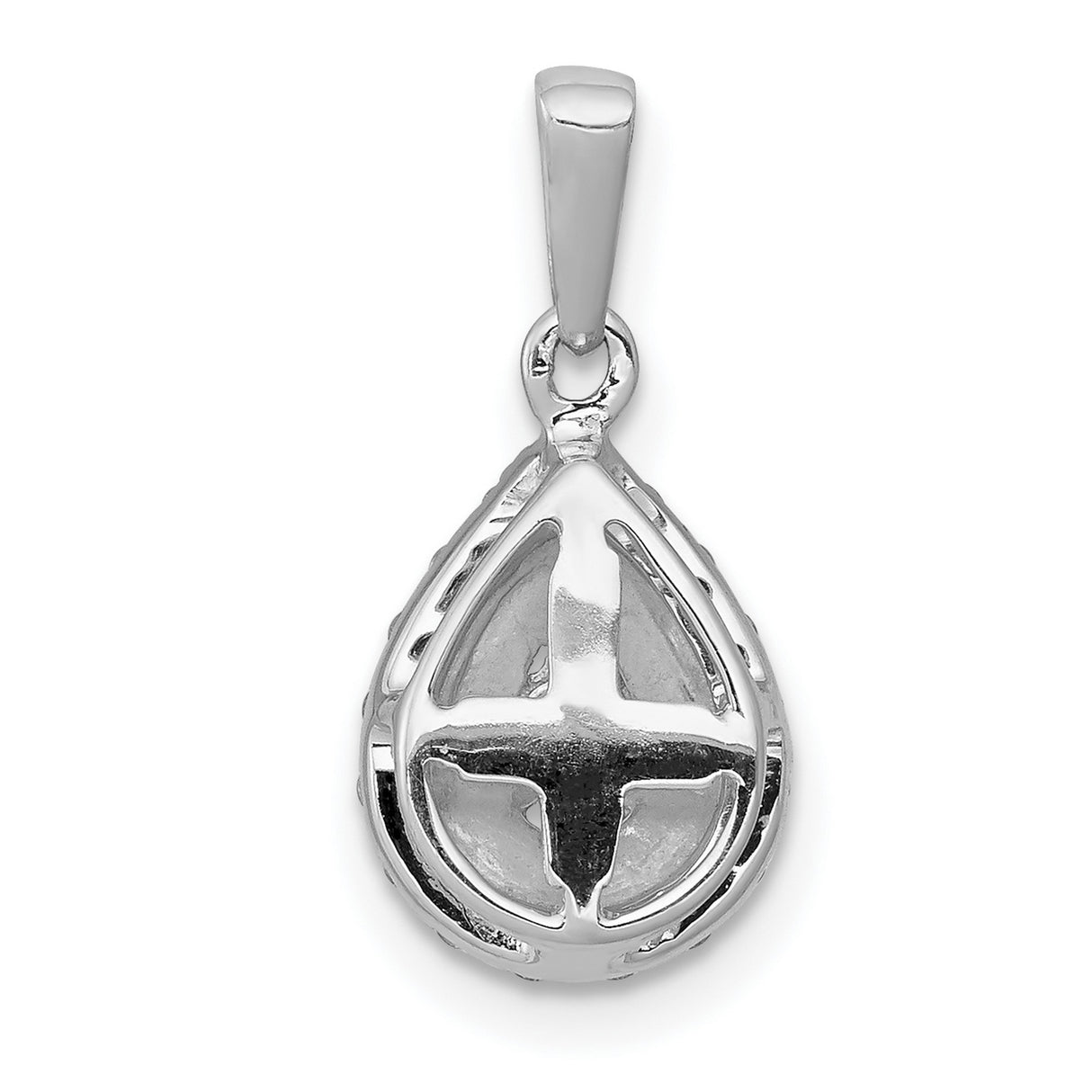 14k White Gold Teardrop Pendant with Diamond Cluster, Delicate Minimalist Bridal Jewelry