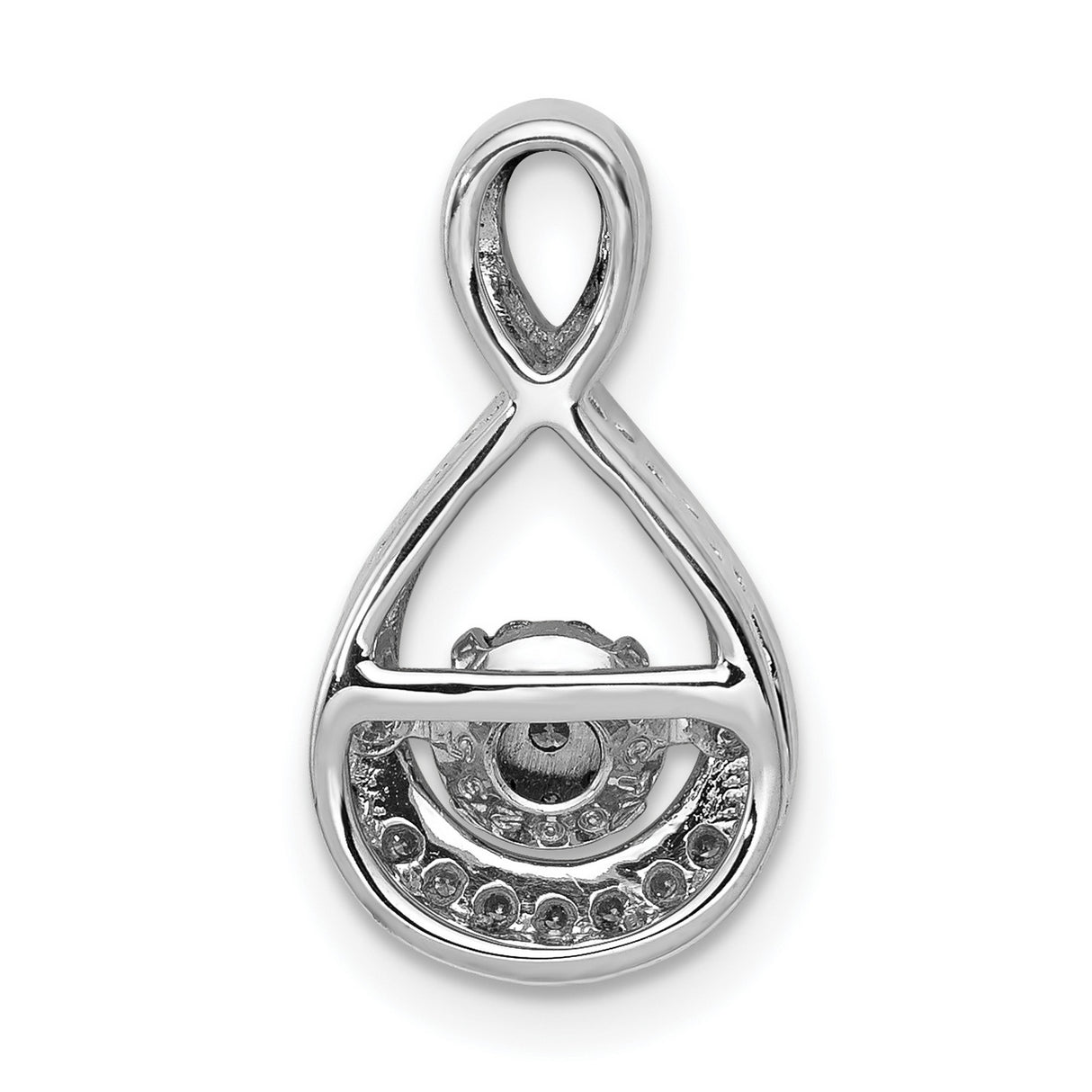 14k White Gold Teardrop Pendant with Diamonds, Infinity Symbol Design for Women