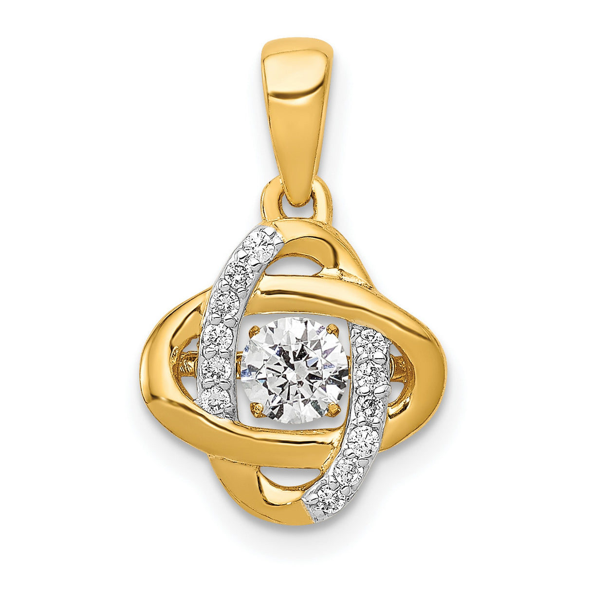 1/3ct Vibrant Moving Diamond Fancy Knot Charm Pendant in Real 14k Yellow Gold