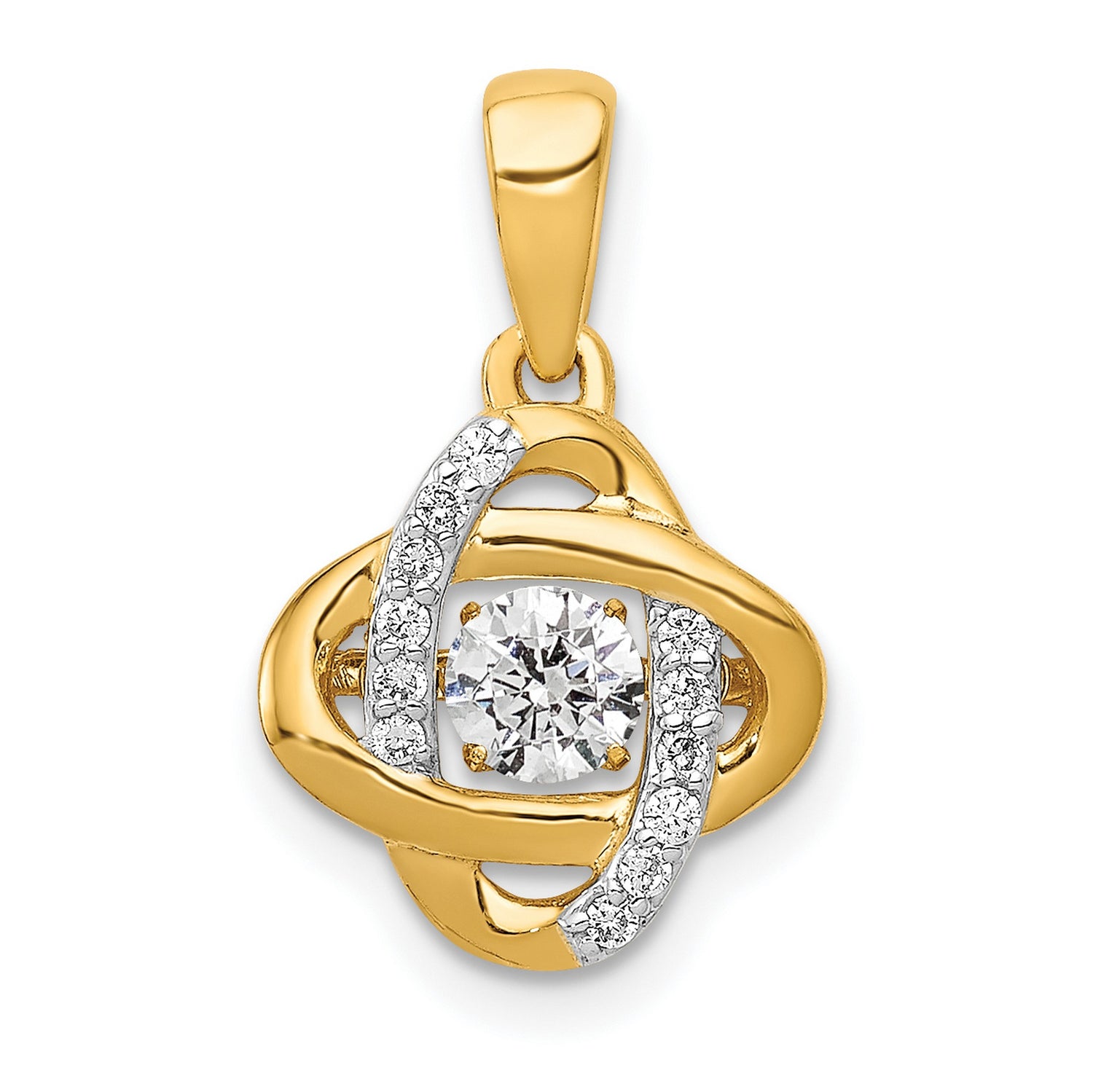 1/3ct Vibrant Moving Diamond Fancy Knot Charm Pendant in Real 14k Yellow Gold