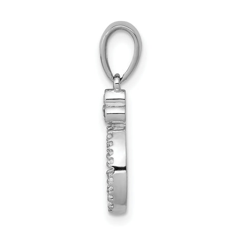 1/8ct Vintage Oval Diamond Charm Pendant in Real 14k White Gold