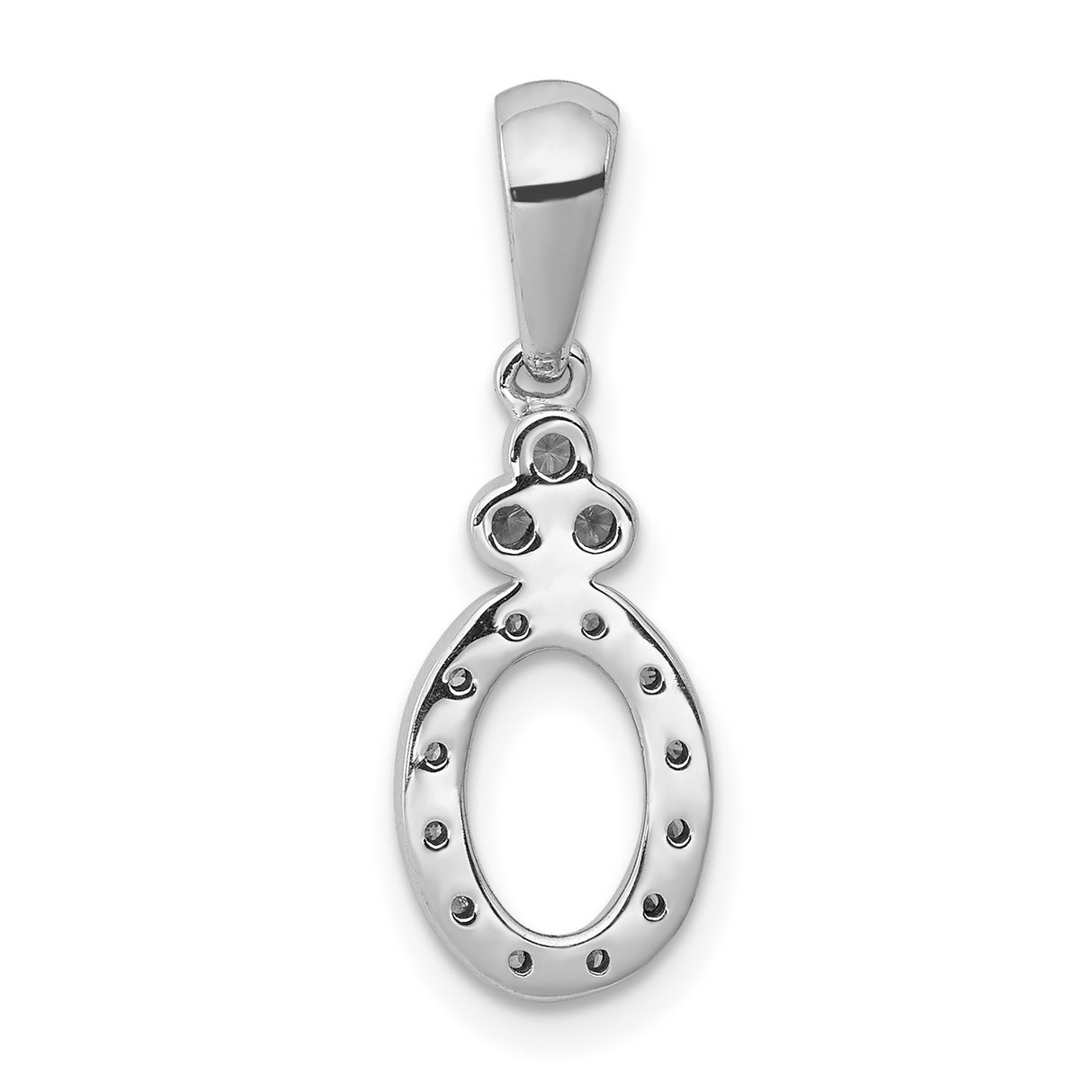 1/8ct Vintage Oval Diamond Charm Pendant in Real 14k White Gold
