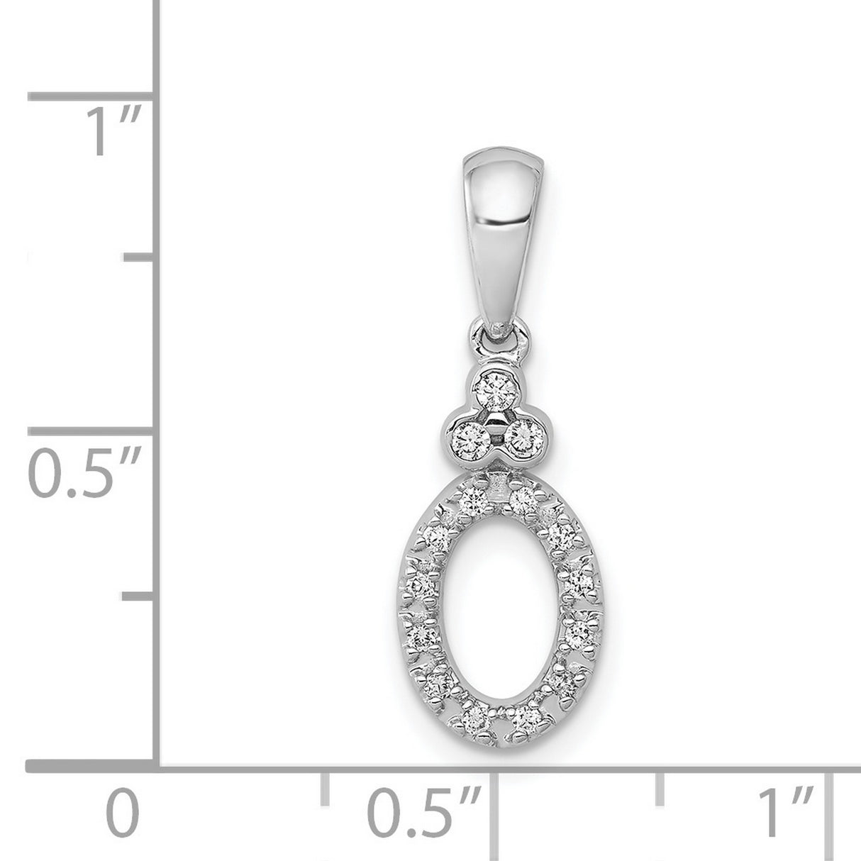 1/8ct Vintage Oval Diamond Charm Pendant in Real 14k White Gold