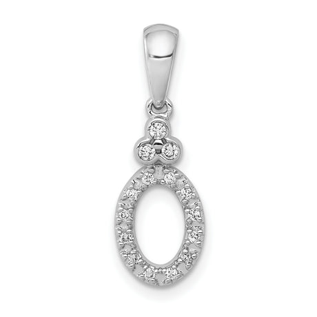 1/8ct Vintage Oval Diamond Charm Pendant in Real 14k White Gold
